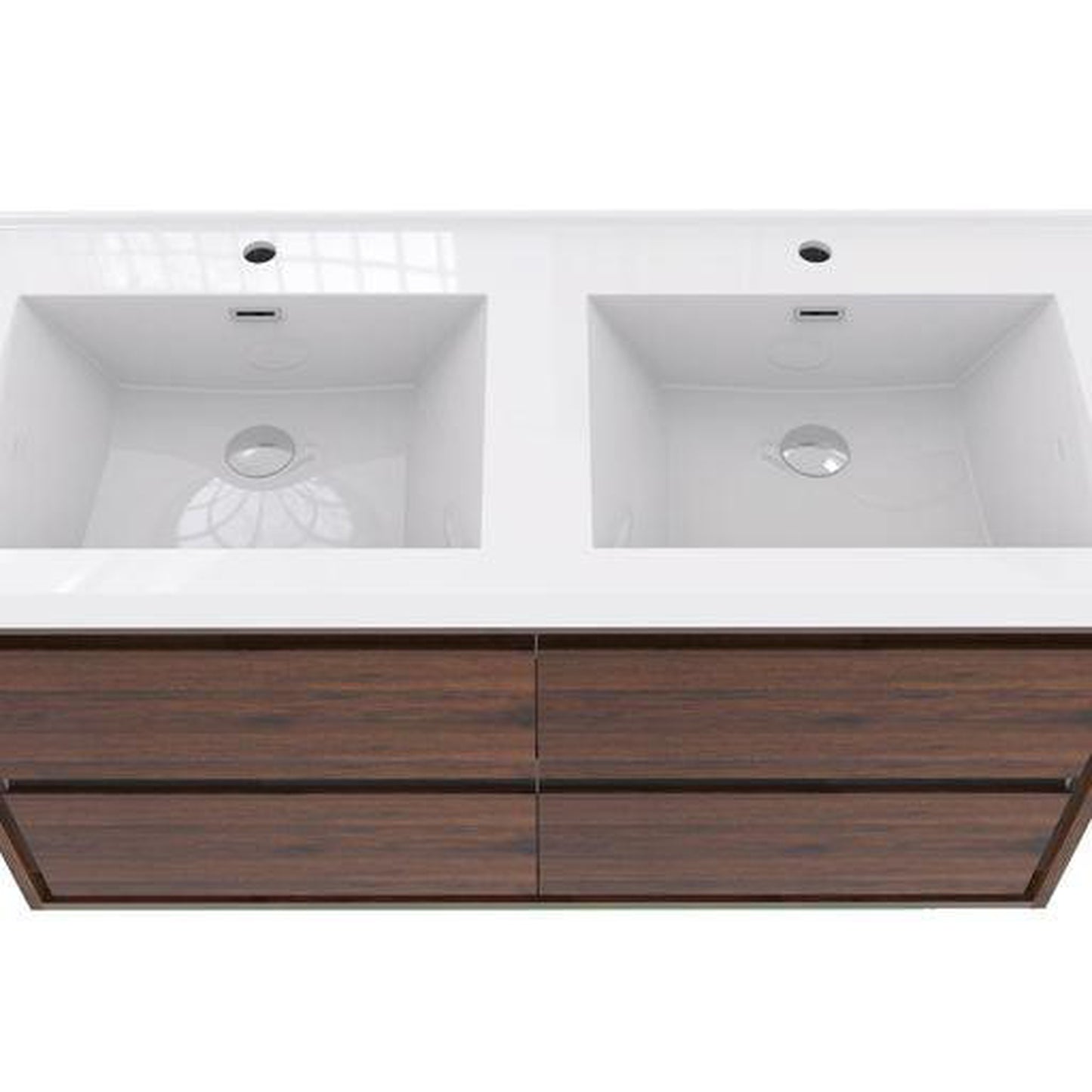 Moreno Bath Sage 60" Rosewood Wall-Mounted Modern Vanity With Double Reinforced White Acrylic Sinks