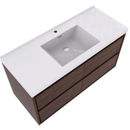 Moreno Bath Sage 60" Rosewood Wall-Mounted Modern Vanity With Single Reinforced White Acrylic Sink