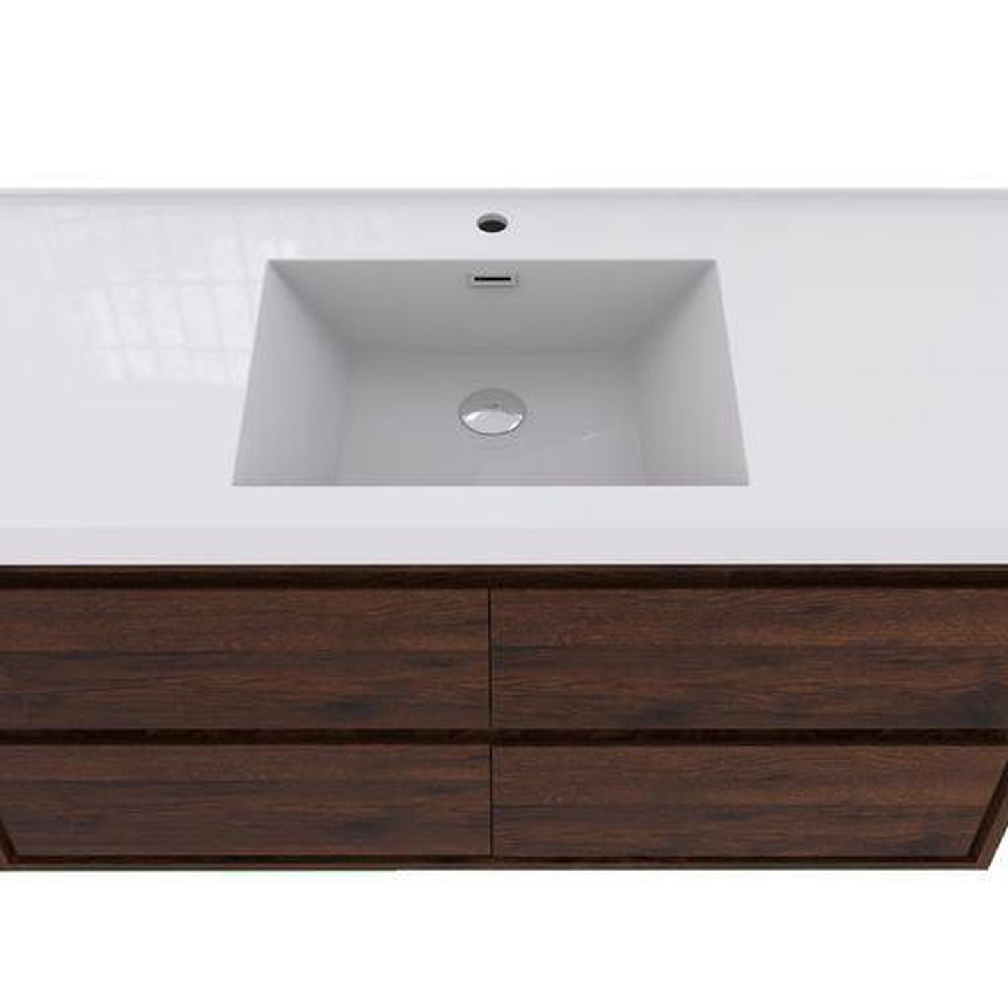 Moreno Bath Sage 60" Rosewood Wall-Mounted Modern Vanity With Single Reinforced White Acrylic Sink