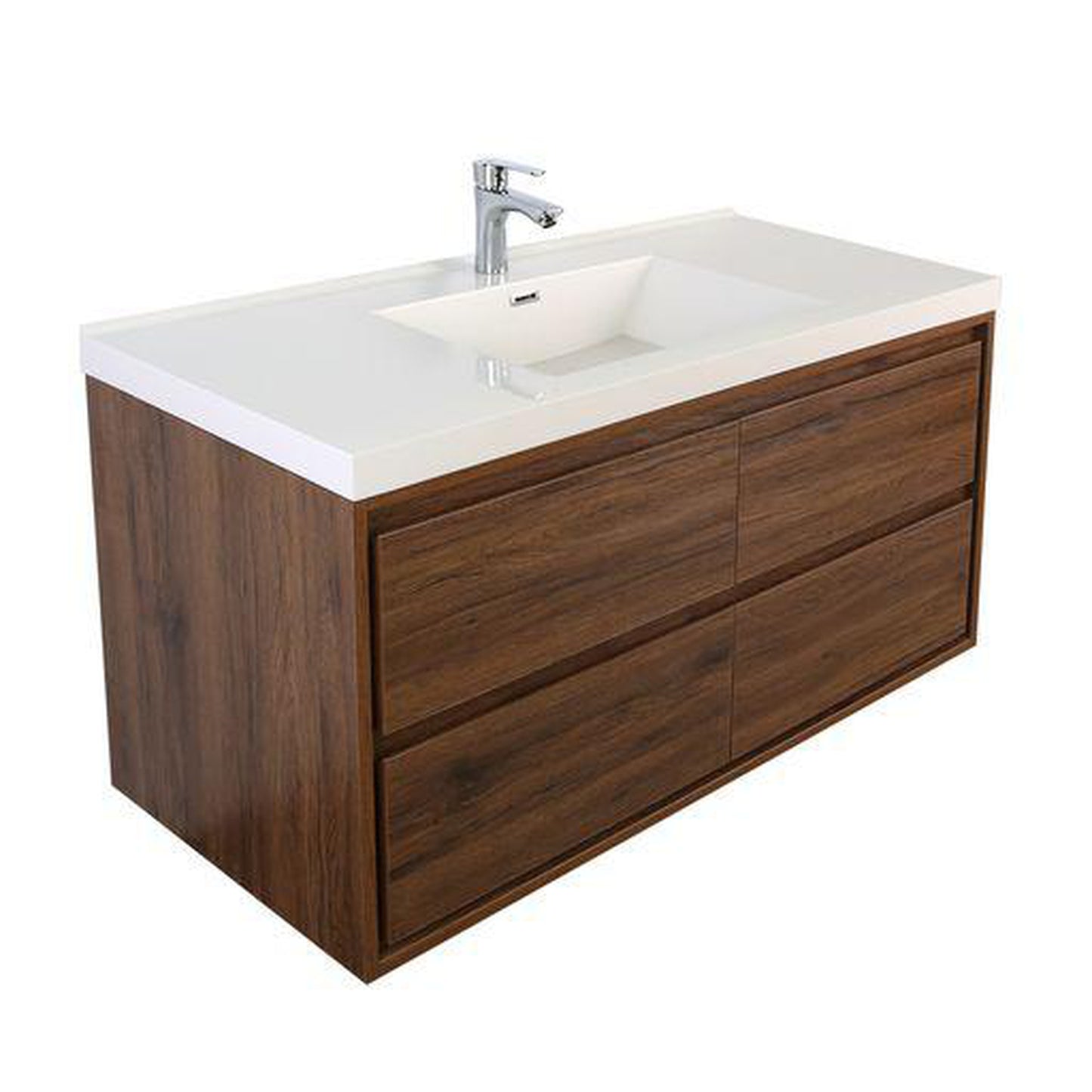 Moreno Bath Sage 60" Rosewood Wall-Mounted Modern Vanity With Single Reinforced White Acrylic Sink