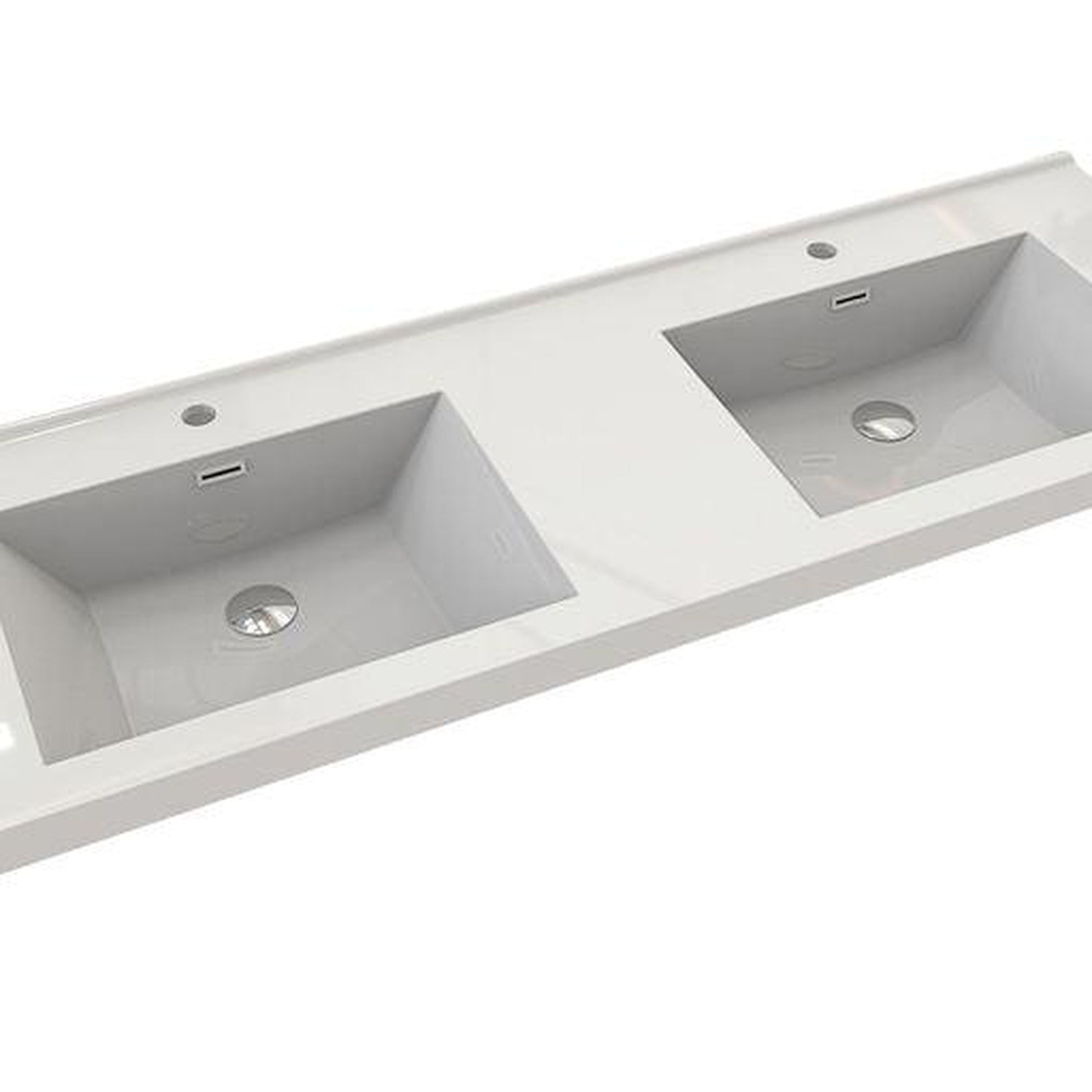 Moreno Bath Sage 60" White Oak Wall-Mounted Modern Vanity With Double Reinforced White Acrylic Sinks