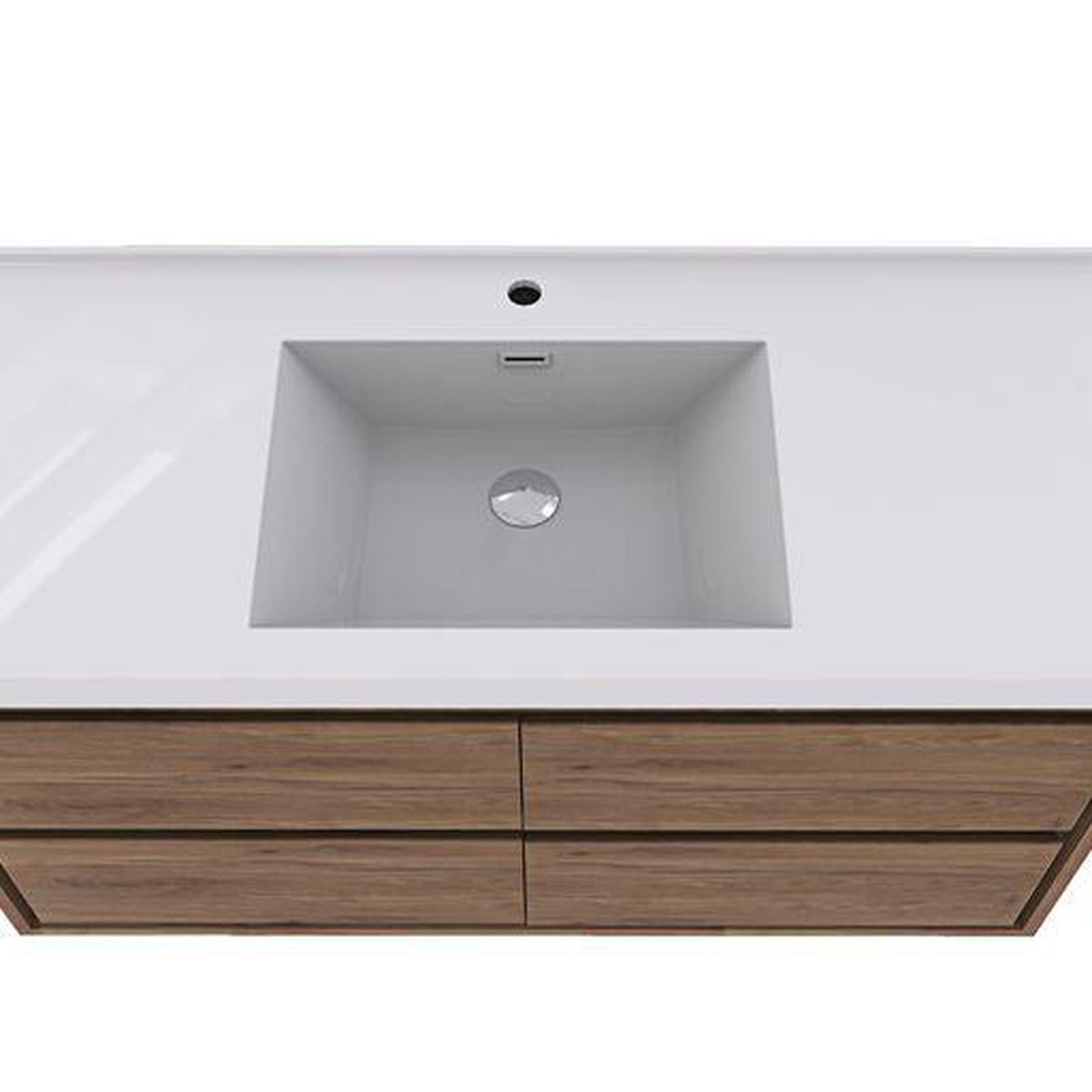 Moreno Bath Sage 60" White Oak Wall-Mounted Modern Vanity With Single Reinforced White Acrylic Sink