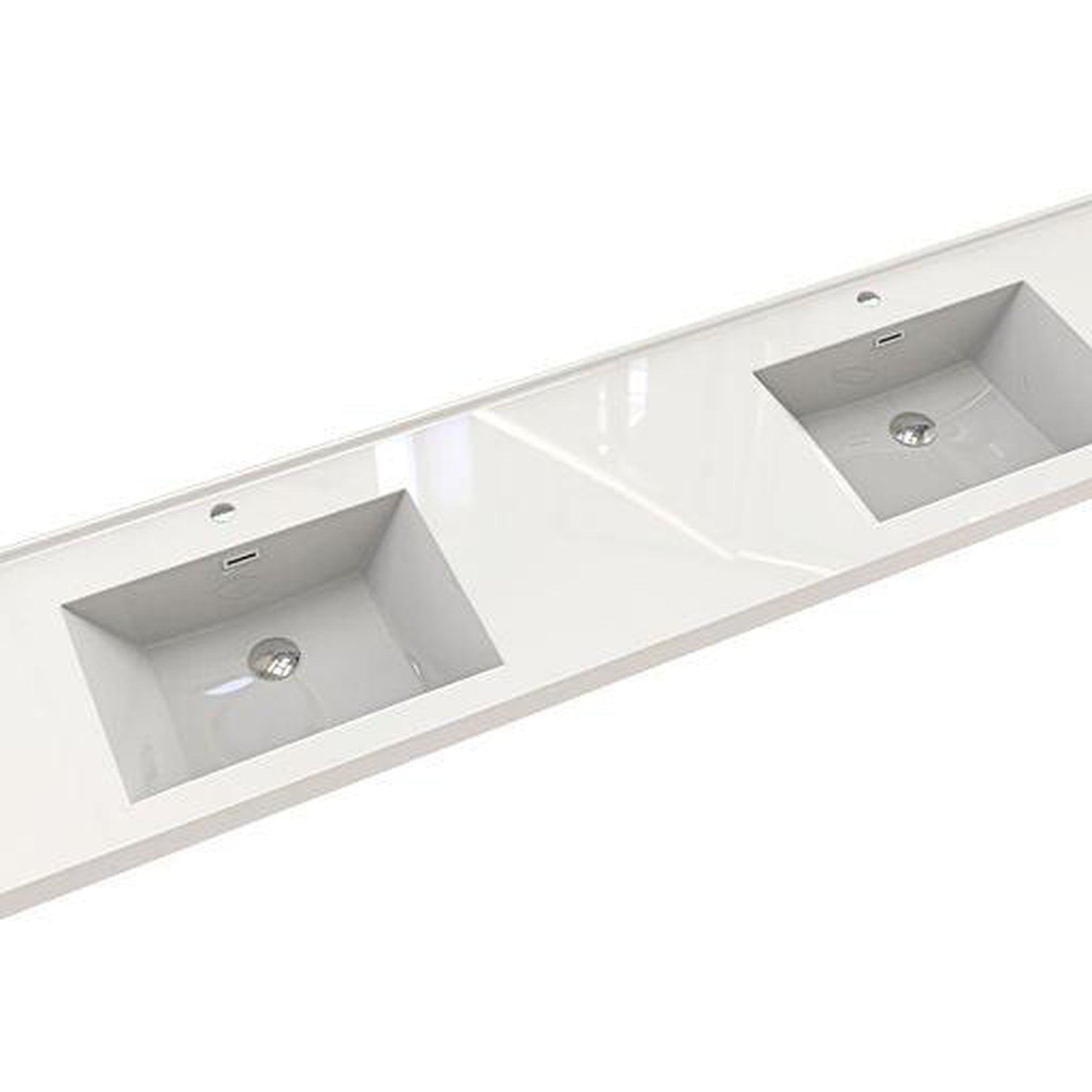 Moreno Bath Sage 84" Dark Gray Oak Wall-Mounted Modern Vanity With Double Reinforced White Acrylic Sinks