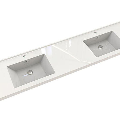 Moreno Bath Sage 84" Rosewood Wall-Mounted Modern Vanity With Double Reinforced White Acrylic Sinks