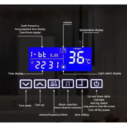 Moreno Florence 47" x 36" Frameless LED Mirror With Bluetooth, Time, and Temperature