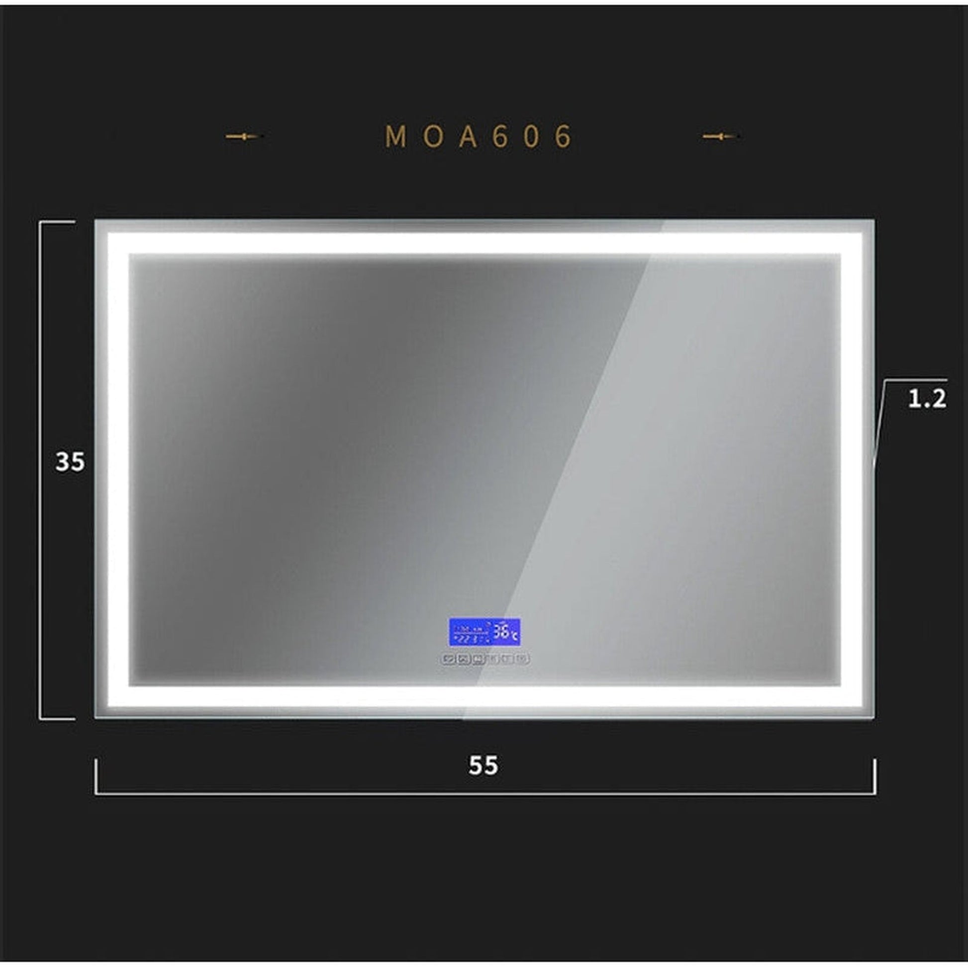 Moreno Florence 55" x 36" Frameless LED Mirror With Bluetooth, Time and Temperature