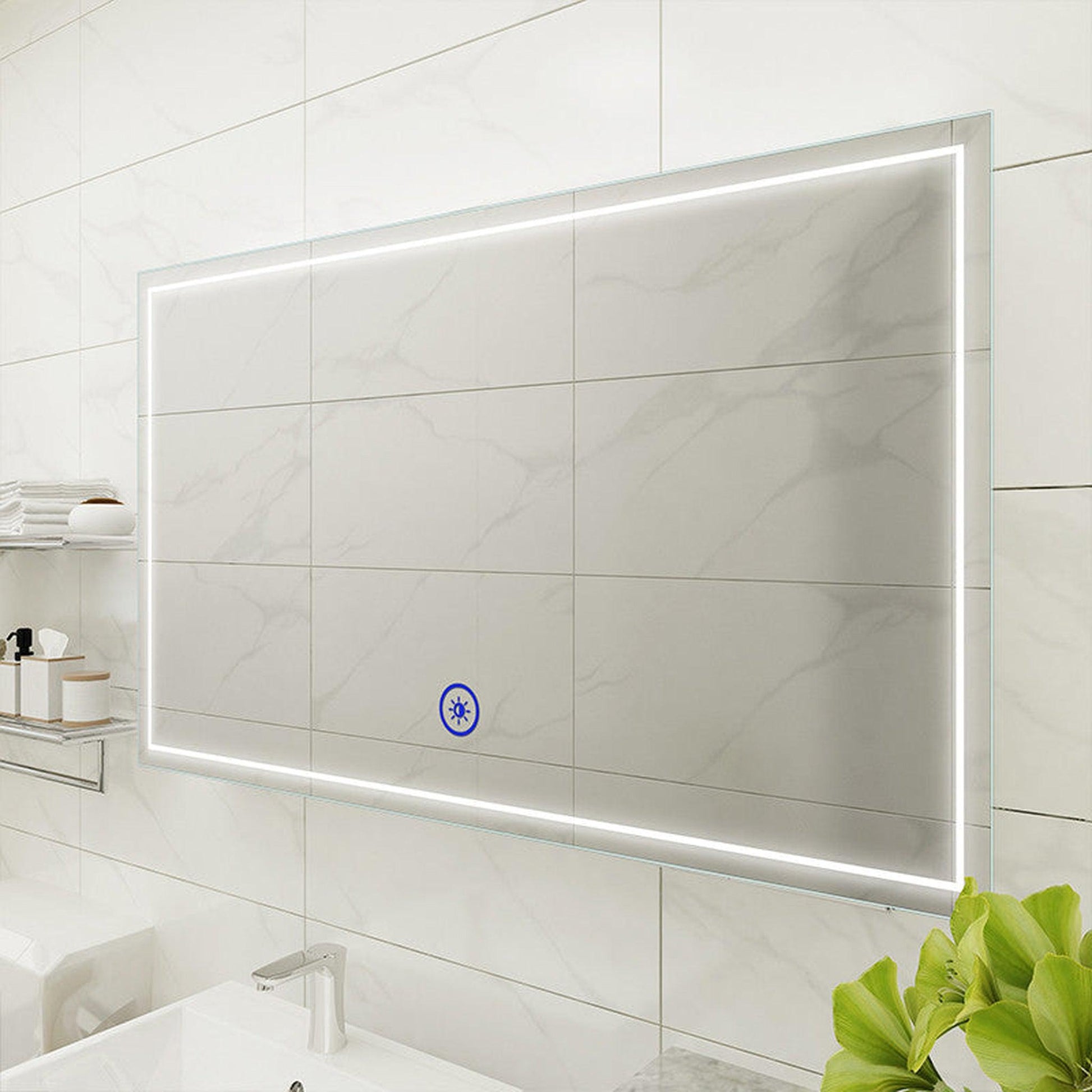 Moreno Francisco 55" x 32" Frameless LED Mirror With Cool and Warm Lighting Options