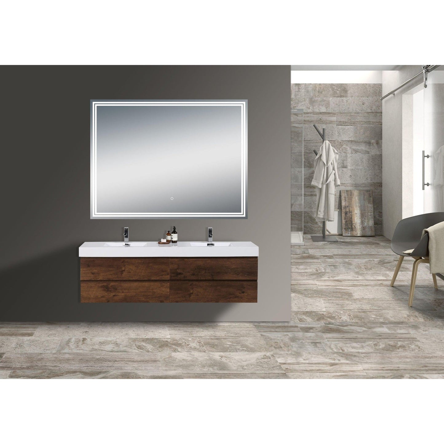 Moreno Luna 40" Frameless Polished Edge Back-lit LED Mirror