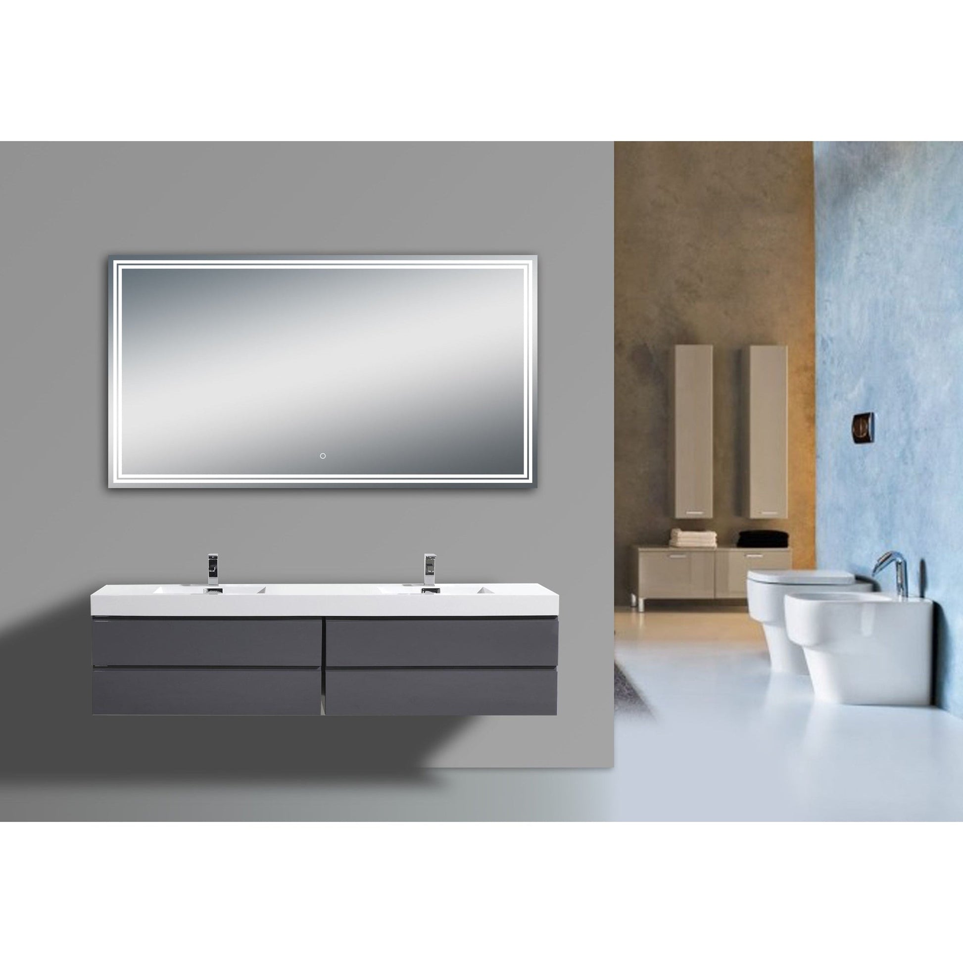 Moreno Luna 55" Frameless Polished Edge Back-Lit Led Mirror