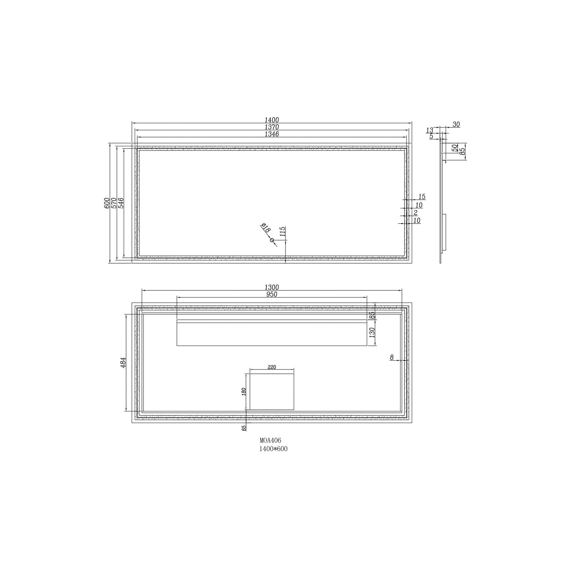 Moreno Luna 55" Frameless Polished Edge Back-Lit Led Mirror