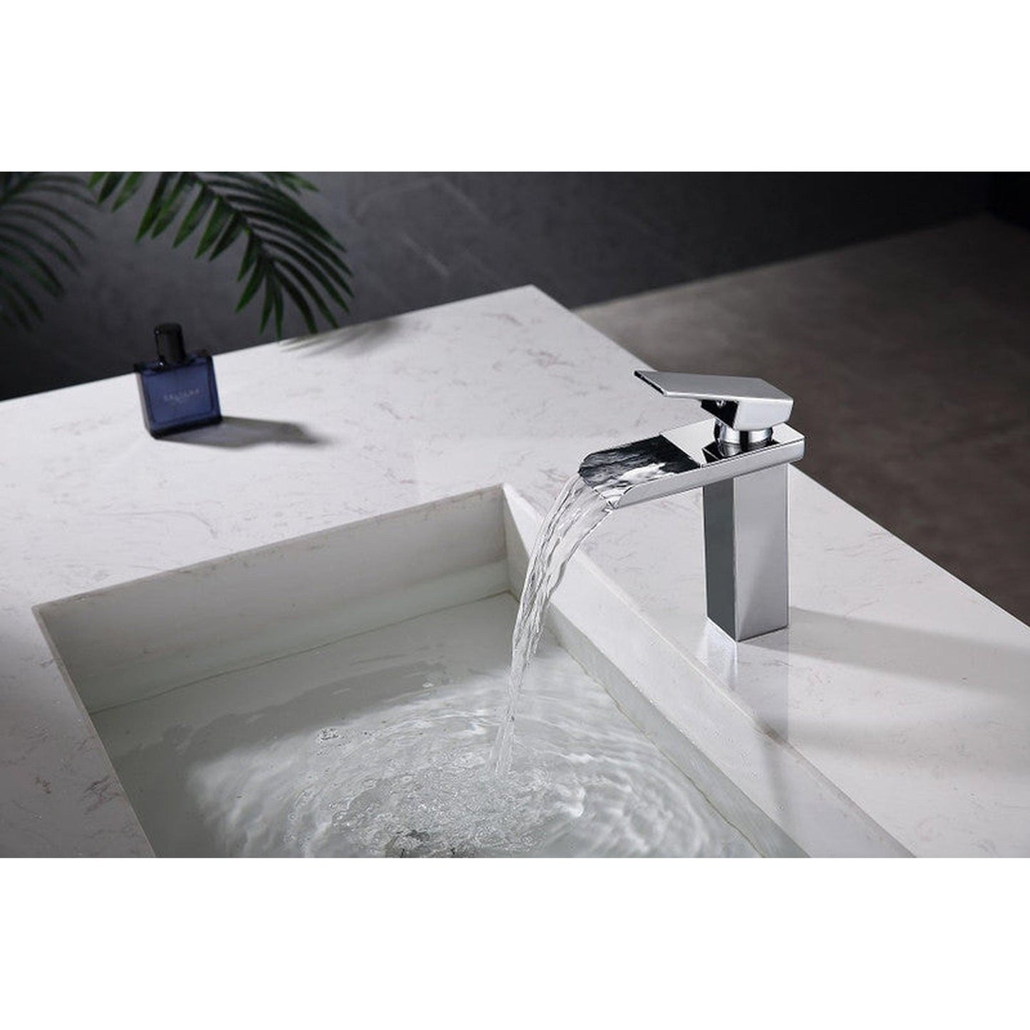 Moreno Nelli 6" x 7" Single Hole Brushed Nickel Waterfall Faucet