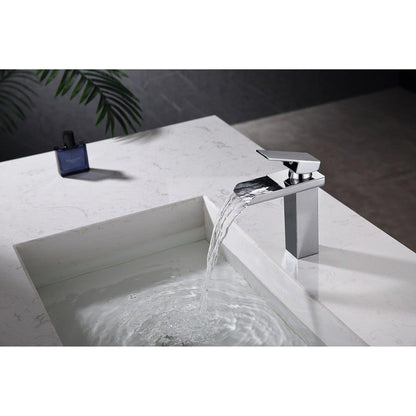 Moreno Nelli 6" x 7" Single Hole Brushed Nickel Waterfall Faucet