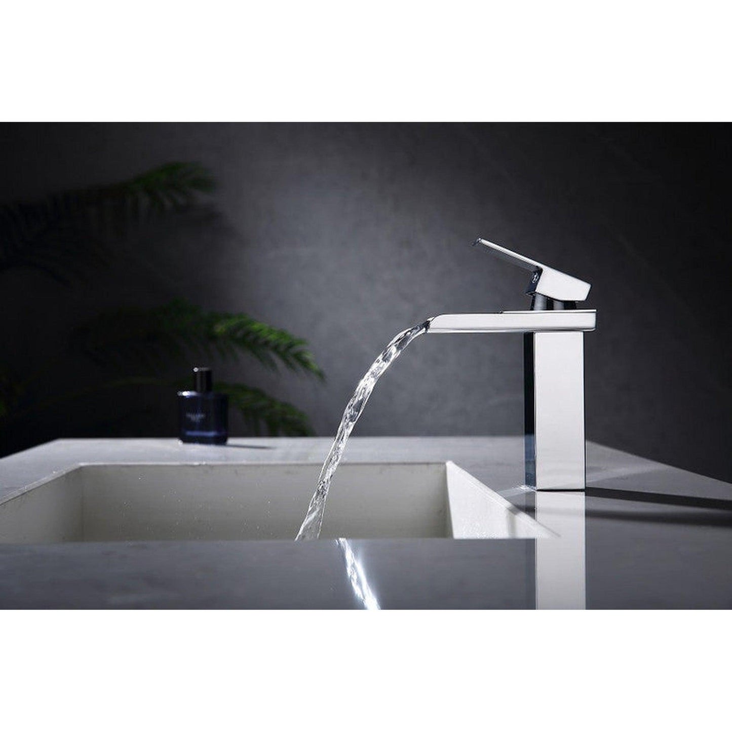 Moreno Nelli 6" x 7" Single Hole Brushed Nickel Waterfall Faucet
