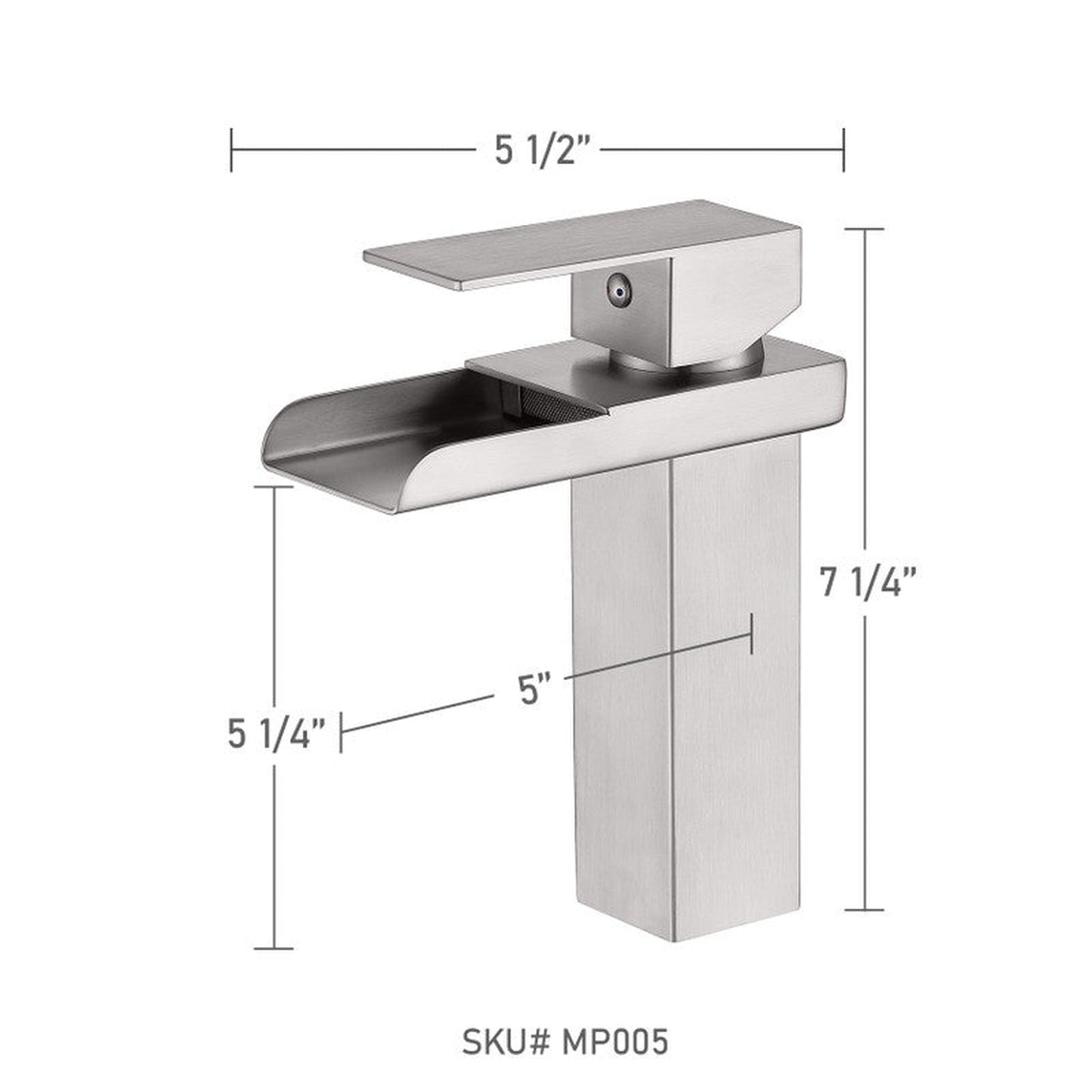 Moreno Nelli 6" x 7" Single Hole Brushed Nickel Waterfall Faucet