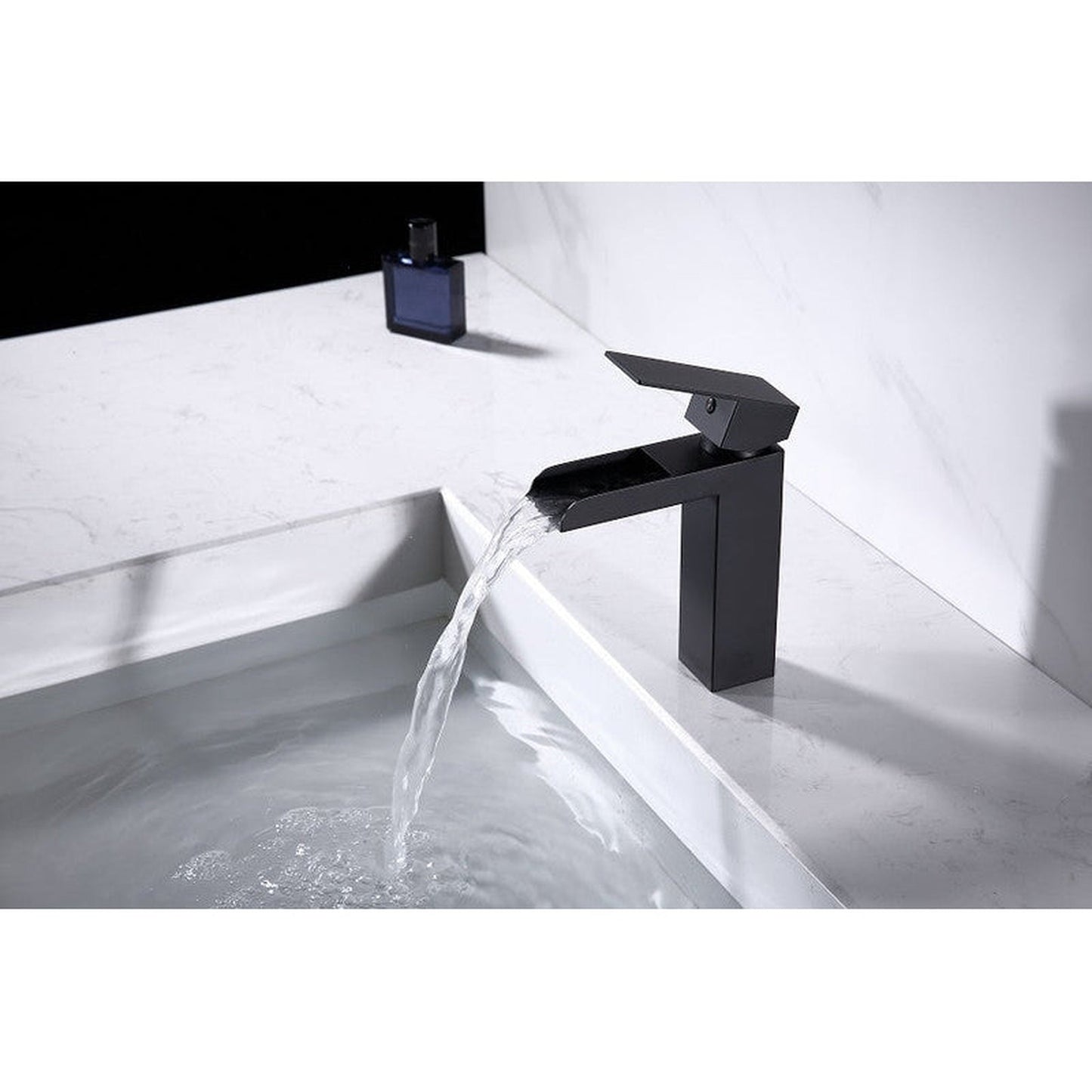 Moreno Nelli 6” x 7” Single Hole Brushed Nickel Waterfall Faucet With Red/Blue Indicators