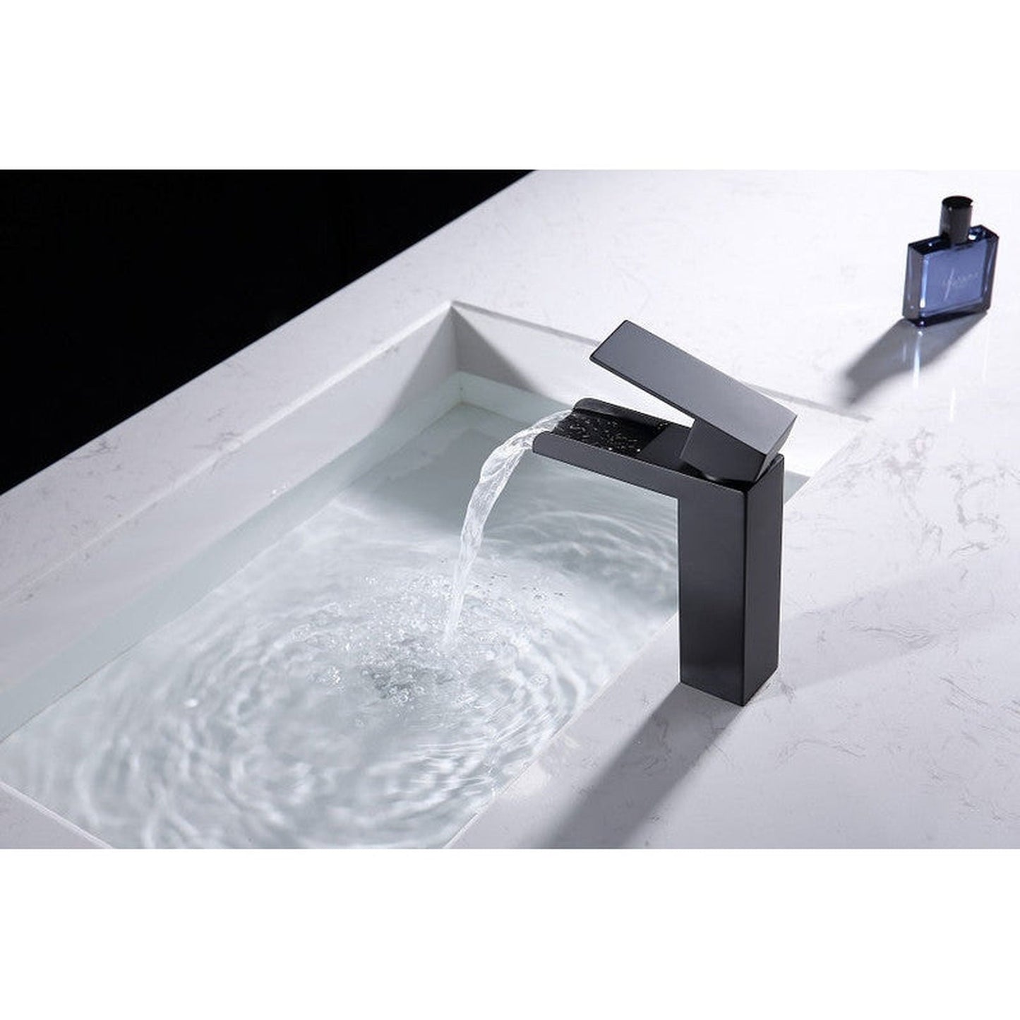 Moreno Nelli 6” x 7” Single Hole Brushed Nickel Waterfall Faucet With Red/Blue Indicators