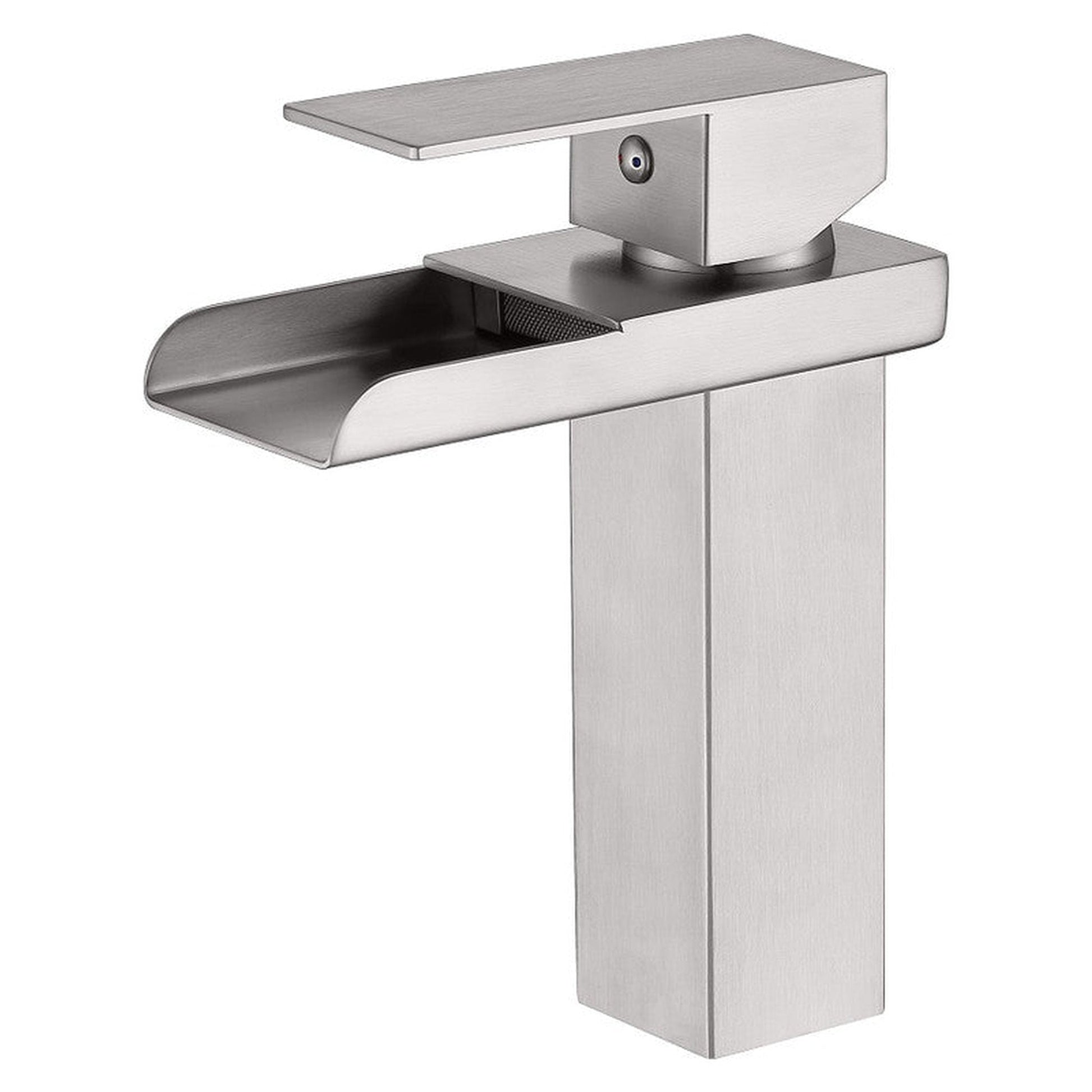 Moreno Nelli 6" x 7" Single Hole Brushed Nickel Waterfall Faucet