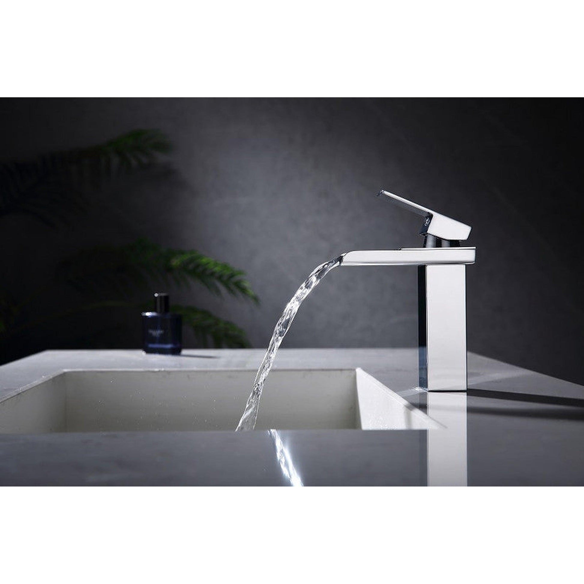 Moreno Nelli 6" x 7" Single Hole Chrome Waterfall Faucet