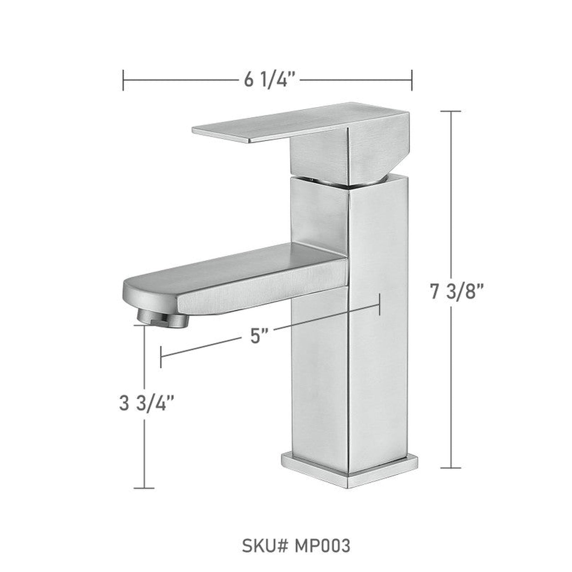 Moreno Nelli 6" x 7" Single Hole Matte Black Faucet