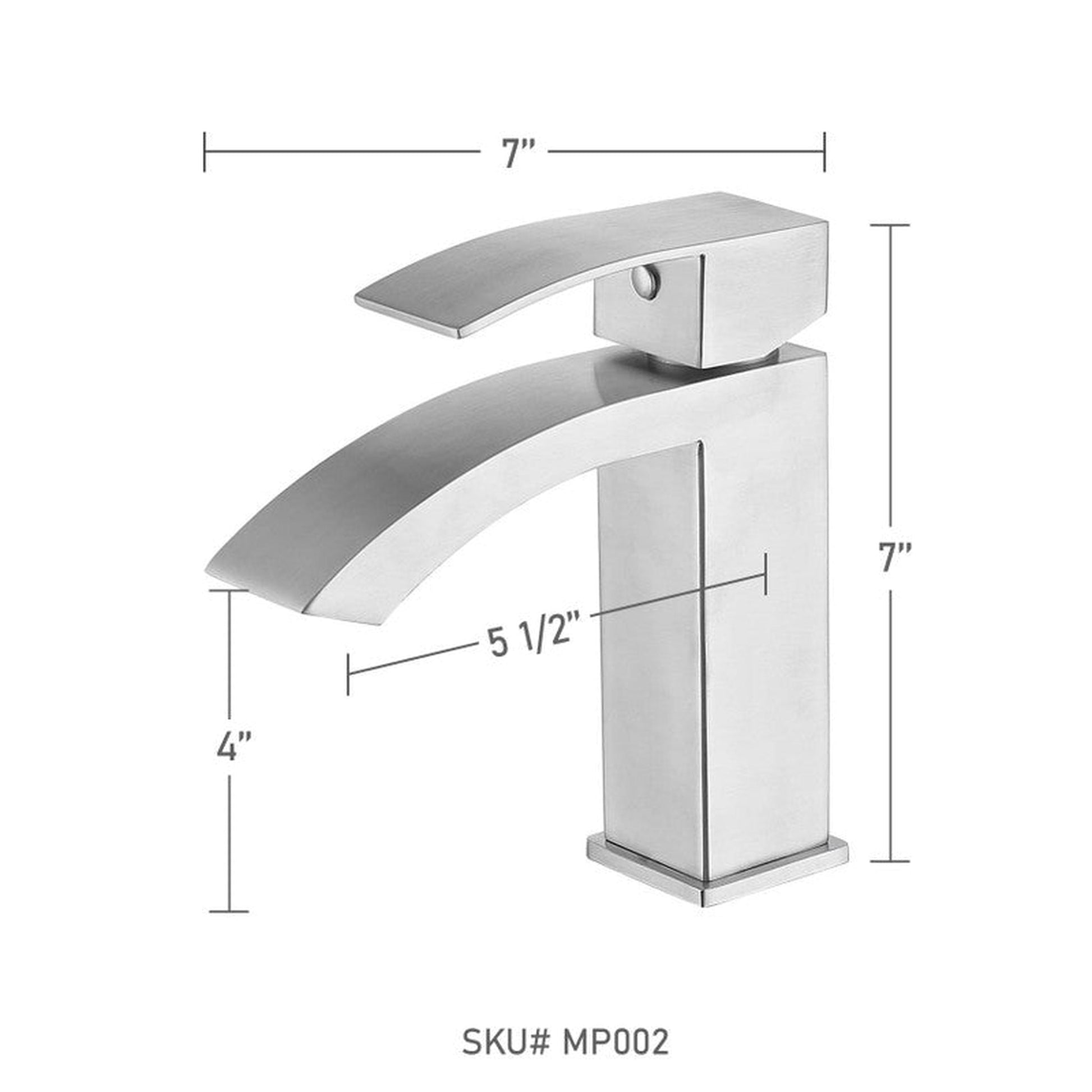 Moreno Nelli 7" x 7" Single Hole Brushed Nickel Curve Faucet