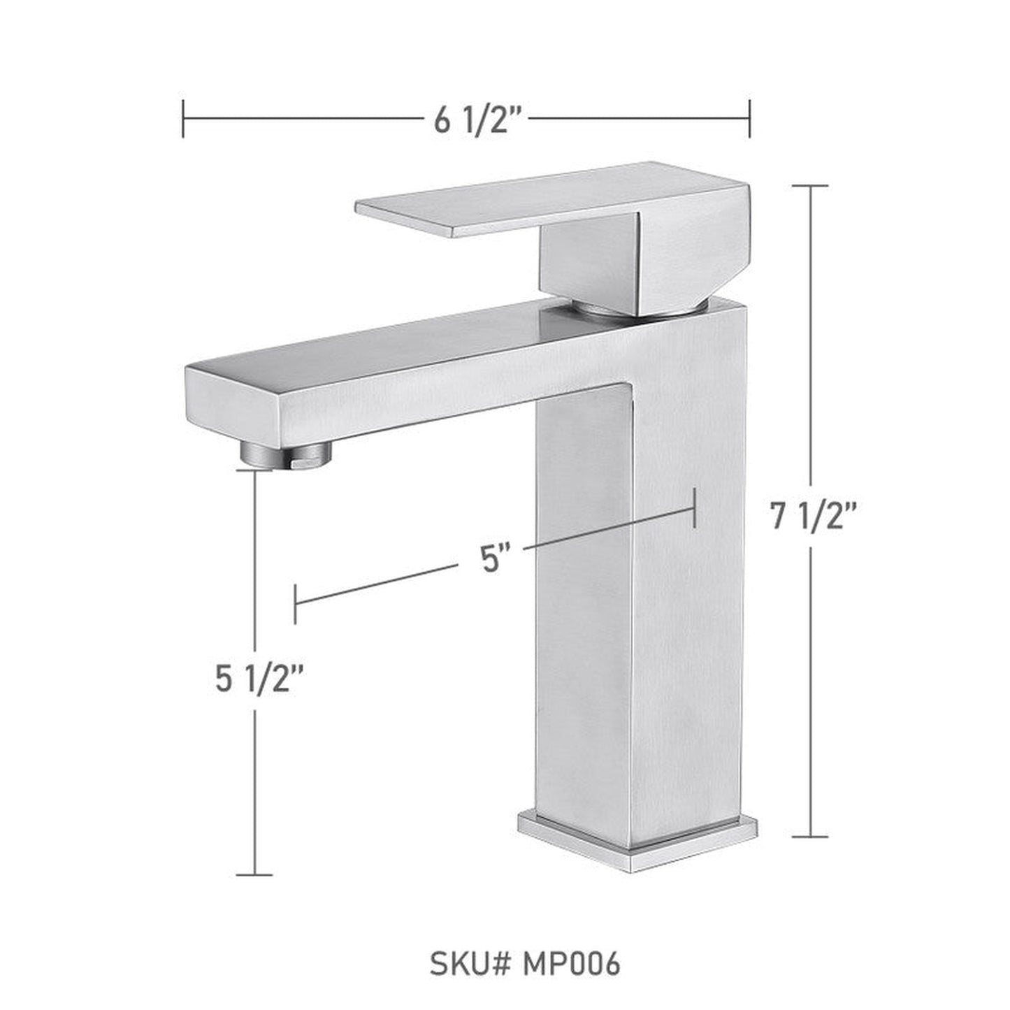 Moreno Nelli 7" x 8" Single Hole Brushed Nickel Rigid Spout Faucet