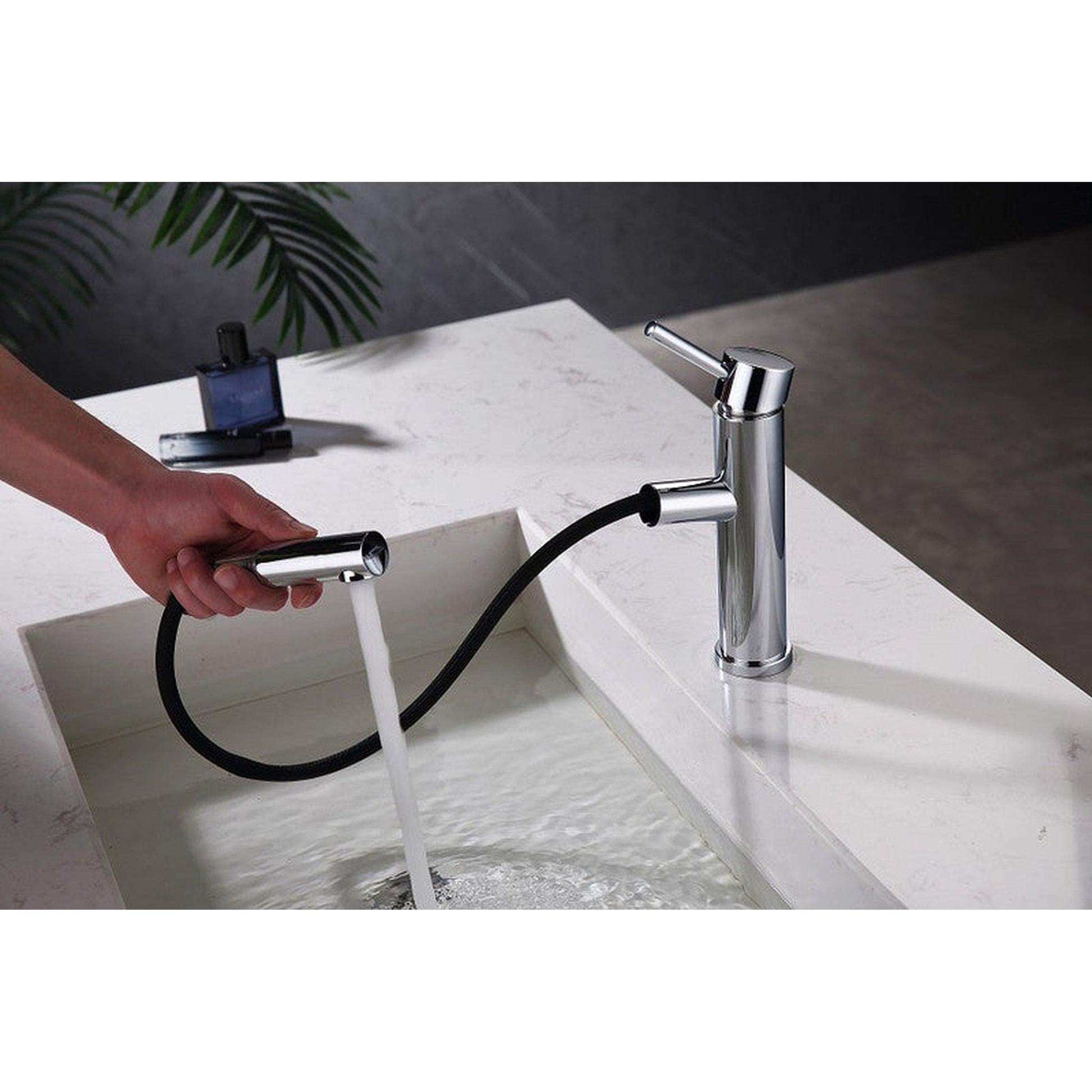 Moreno Nelli 7" x 9" Single Hole Chrome Pullout Spout Faucet