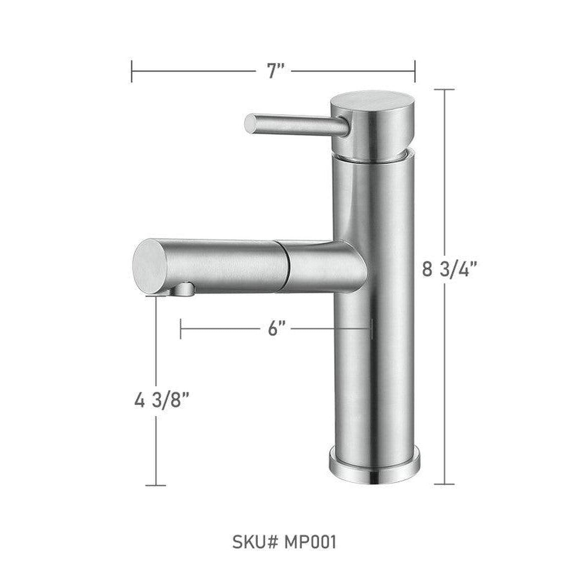 Moreno Nelli 7" x 9" Single Hole Chrome Pullout Spout Faucet