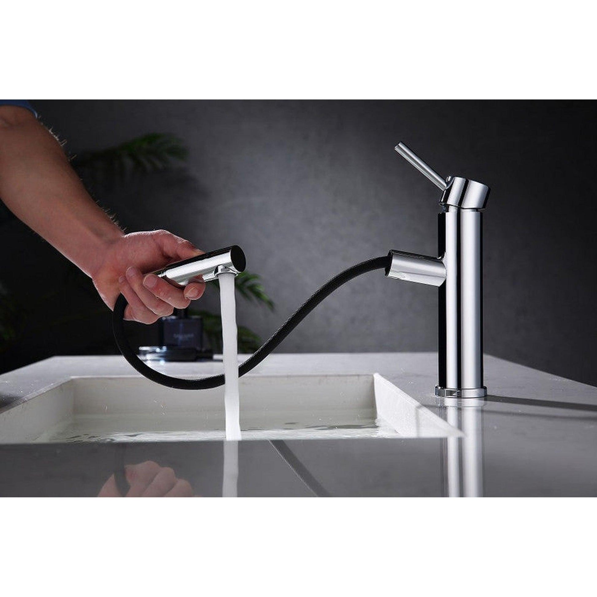 Moreno Nelli 7" x 9" Single Hole Matte Black Pullout Spout Faucet