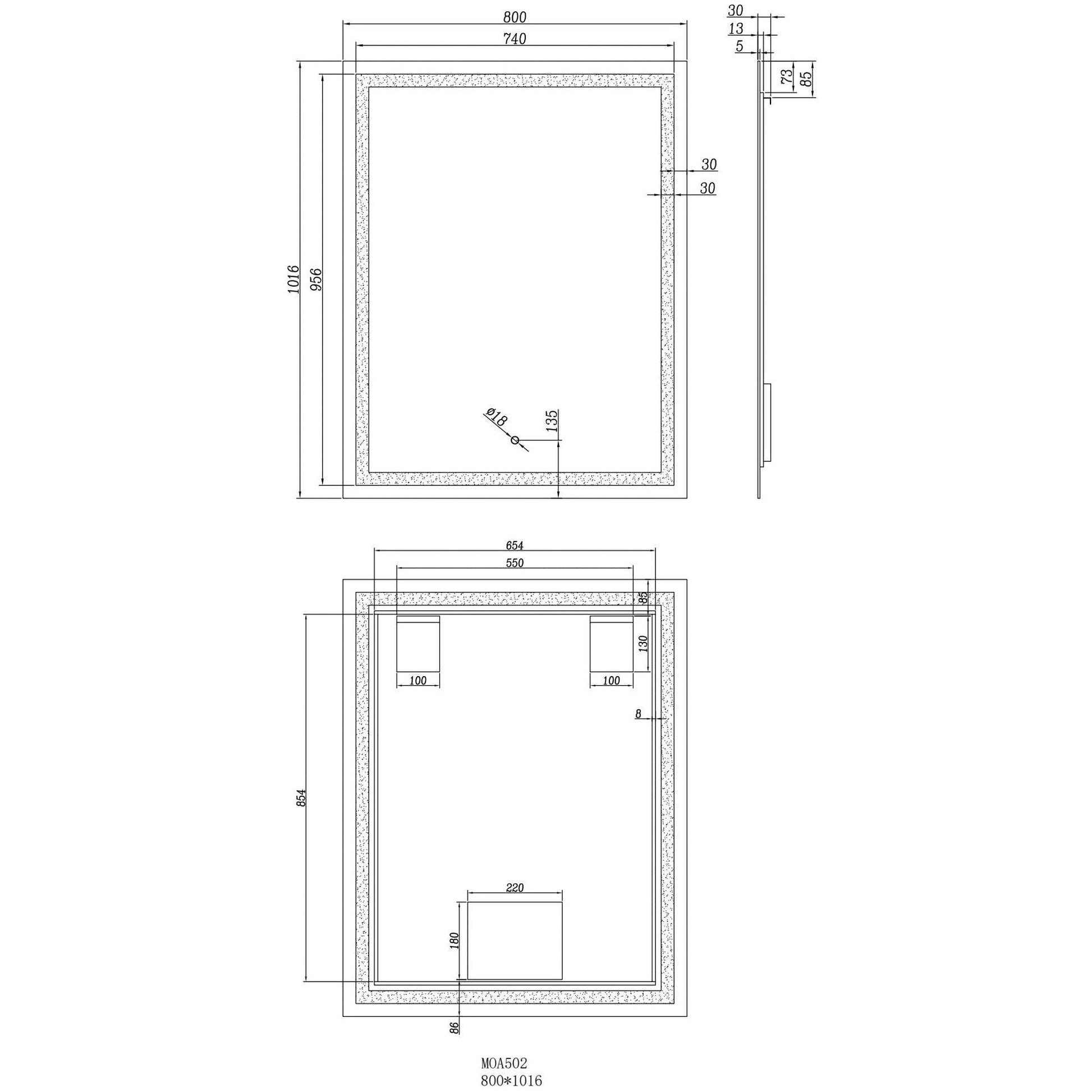 Moreno Twinkle 32" x 40" Frameless Polished Edge Frosted Panel LED Mirror