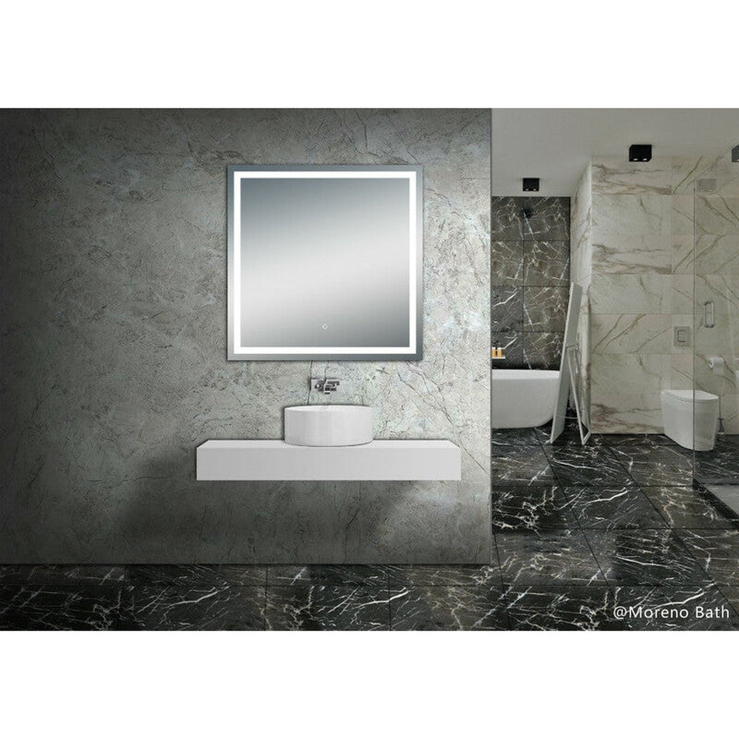 Moreno Twinkle 40" x 40" Frameless Polished Edge Frosted Panel LED Mirror