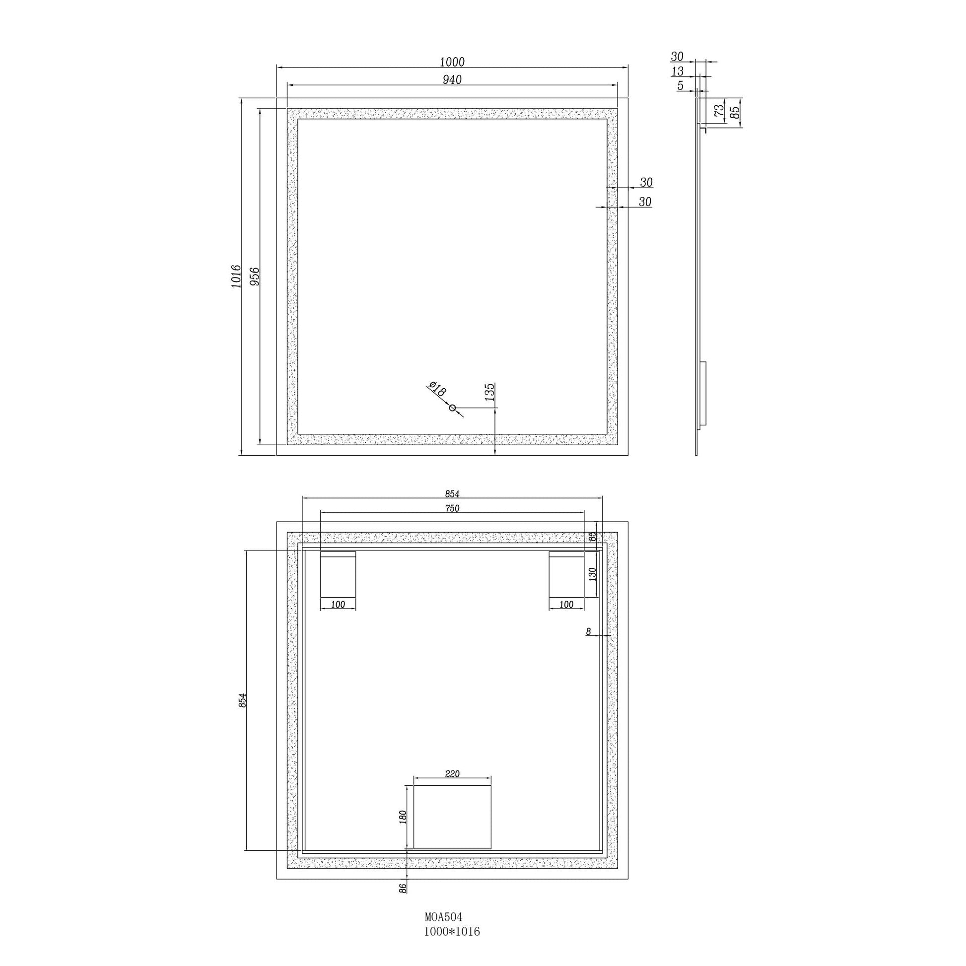 Moreno Twinkle 40" x 40" Frameless Polished Edge Frosted Panel LED Mirror