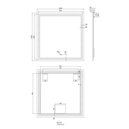 Moreno Twinkle 40" x 40" Frameless Polished Edge Frosted Panel LED Mirror