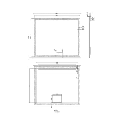 Moreno Twinkle 47" x 40" Frameless Polished Edge Frosted Panel LED Mirror