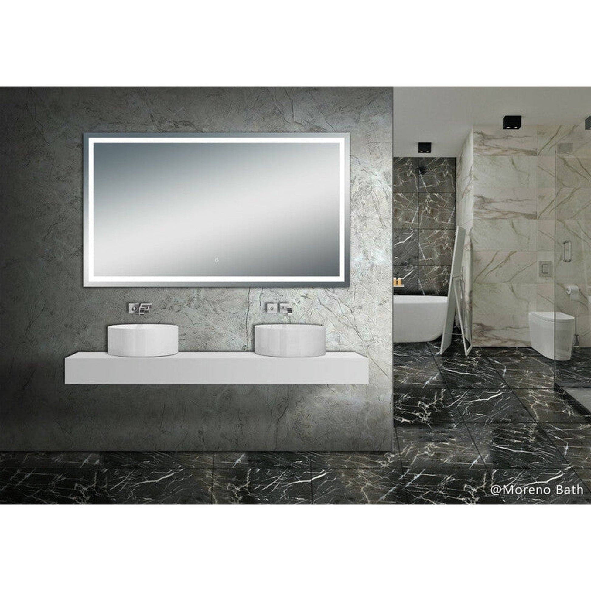 Moreno Twinkle 68" x 40" Frameless Polished Edge Frosted Panel LED Mirror