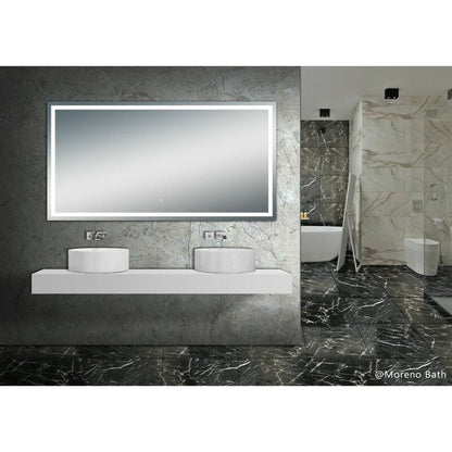 Moreno Twinkle 76" x 40" Frameless Polished Edge Frosted Panel LED Mirror