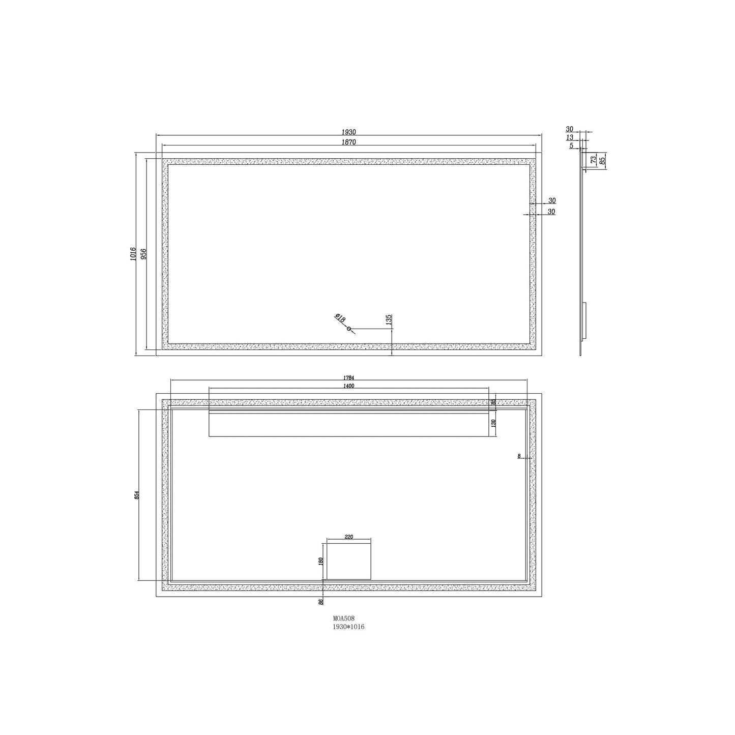 Moreno Twinkle 76" x 40" Frameless Polished Edge Frosted Panel LED Mirror