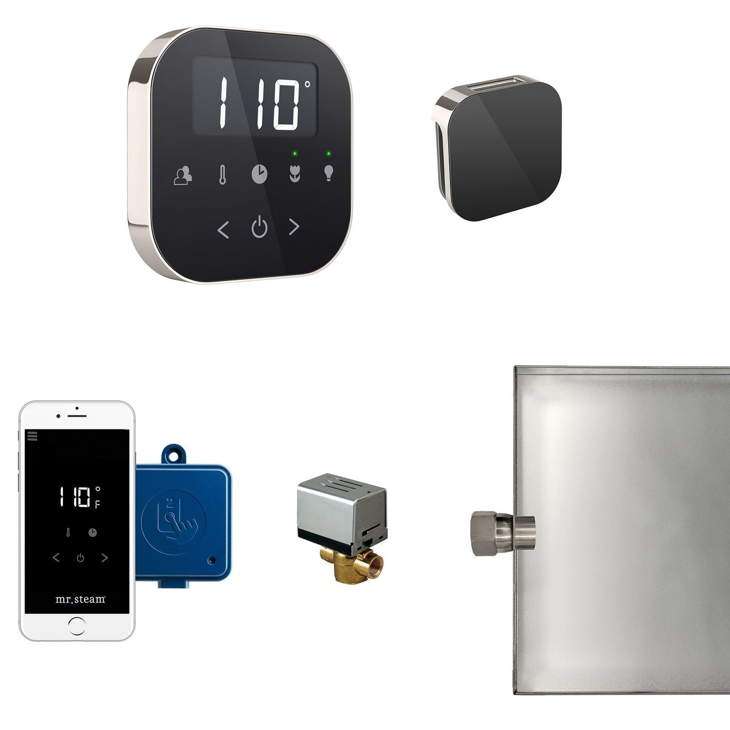 MrSteam AirButler 28" x 13" x 11" Steam Generator Control Kit Package in Black Polished Chrome