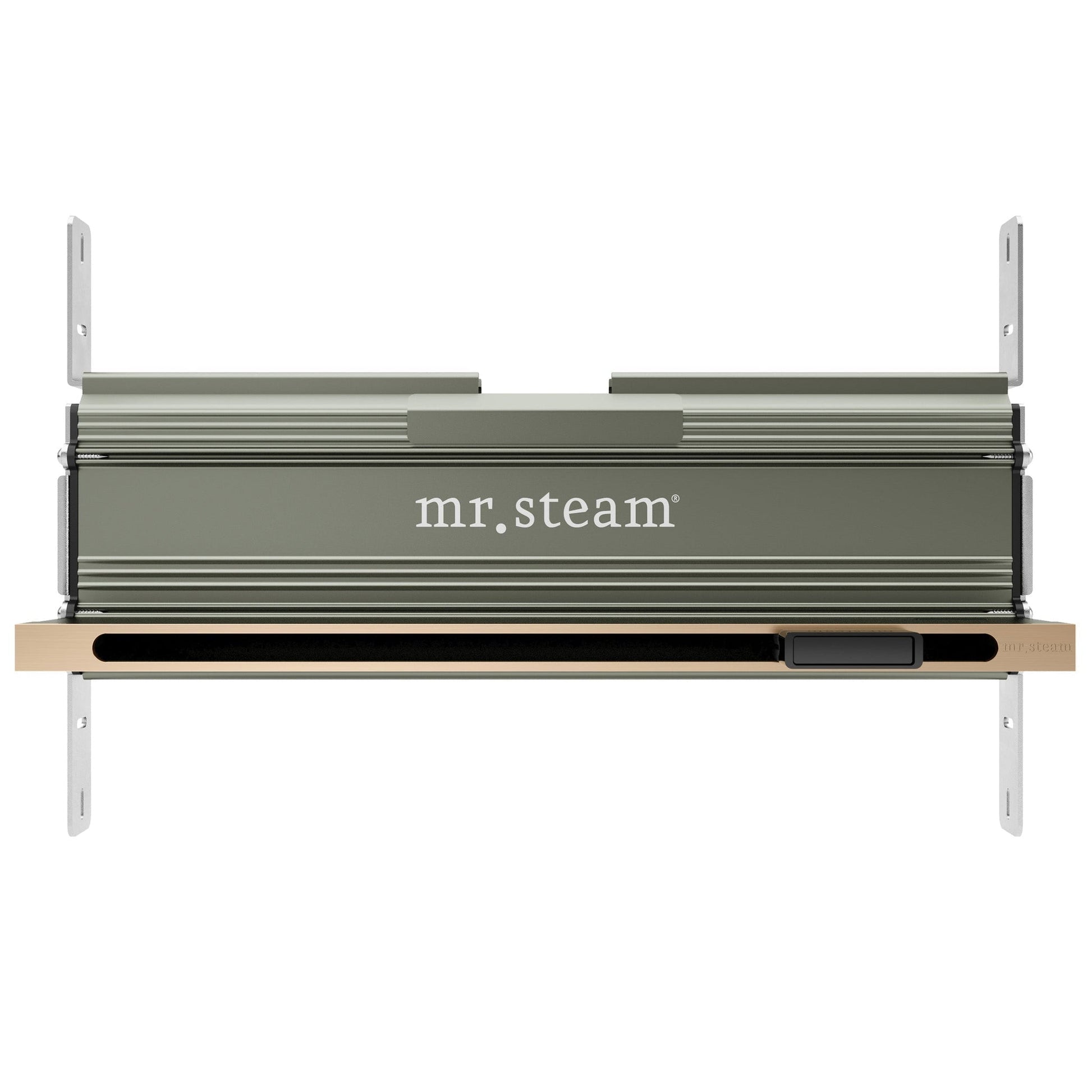 MrSteam AirButler Linear 28" × 13" × 11" Brushed Bronze Wireless Metal Steam Generator Control Kit in White For All eSeries Generators