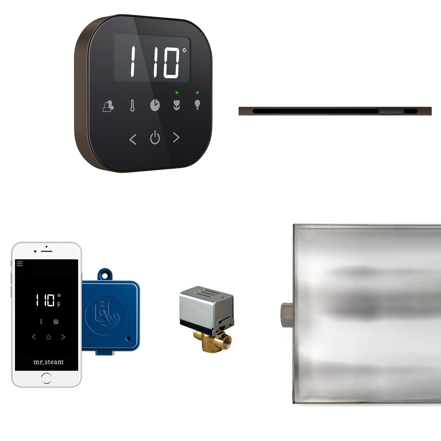 MrSteam AirButler Linear 28" × 13" × 11" Steam Generator Control Kit Package in Black Oil Rubbed Bronze