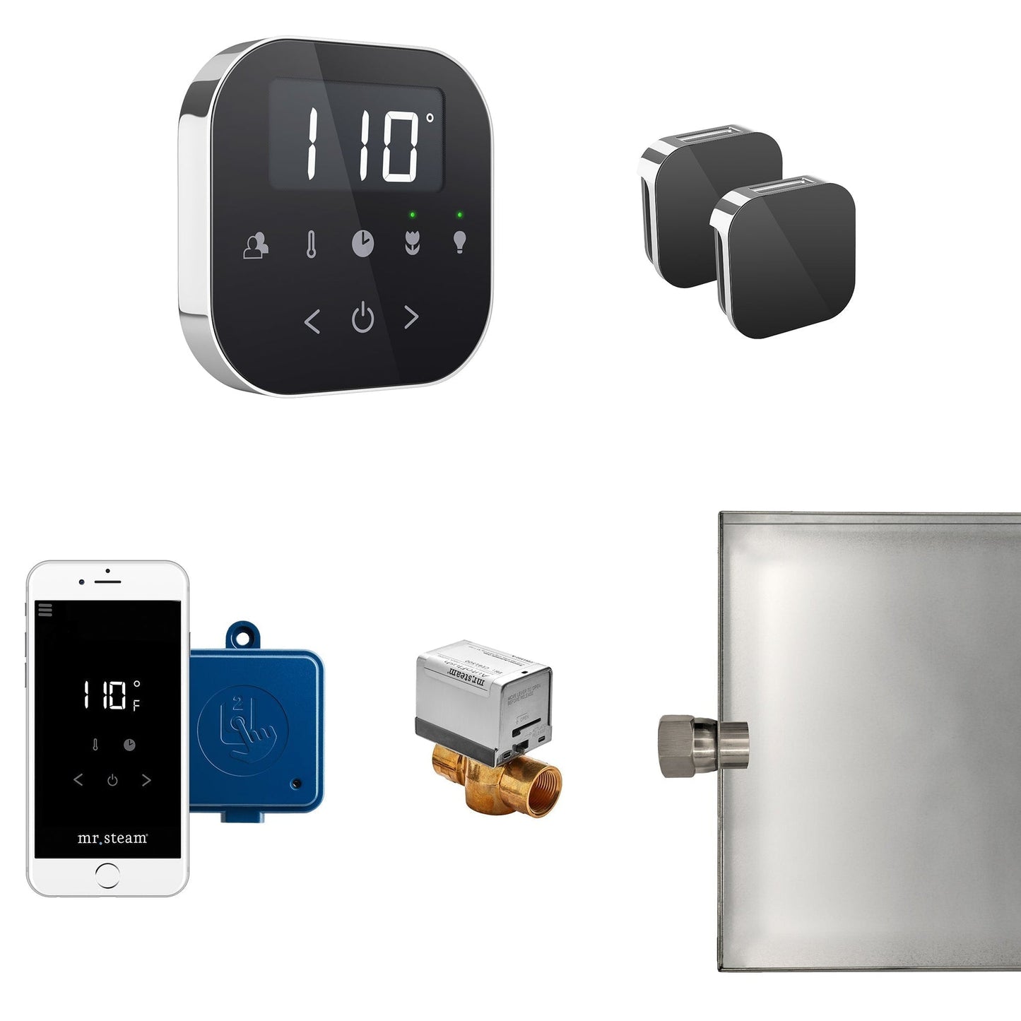 MrSteam AirButler Max 36" x 12" x 12" Steam Generator Control Kit Package in Black Polished Chrome