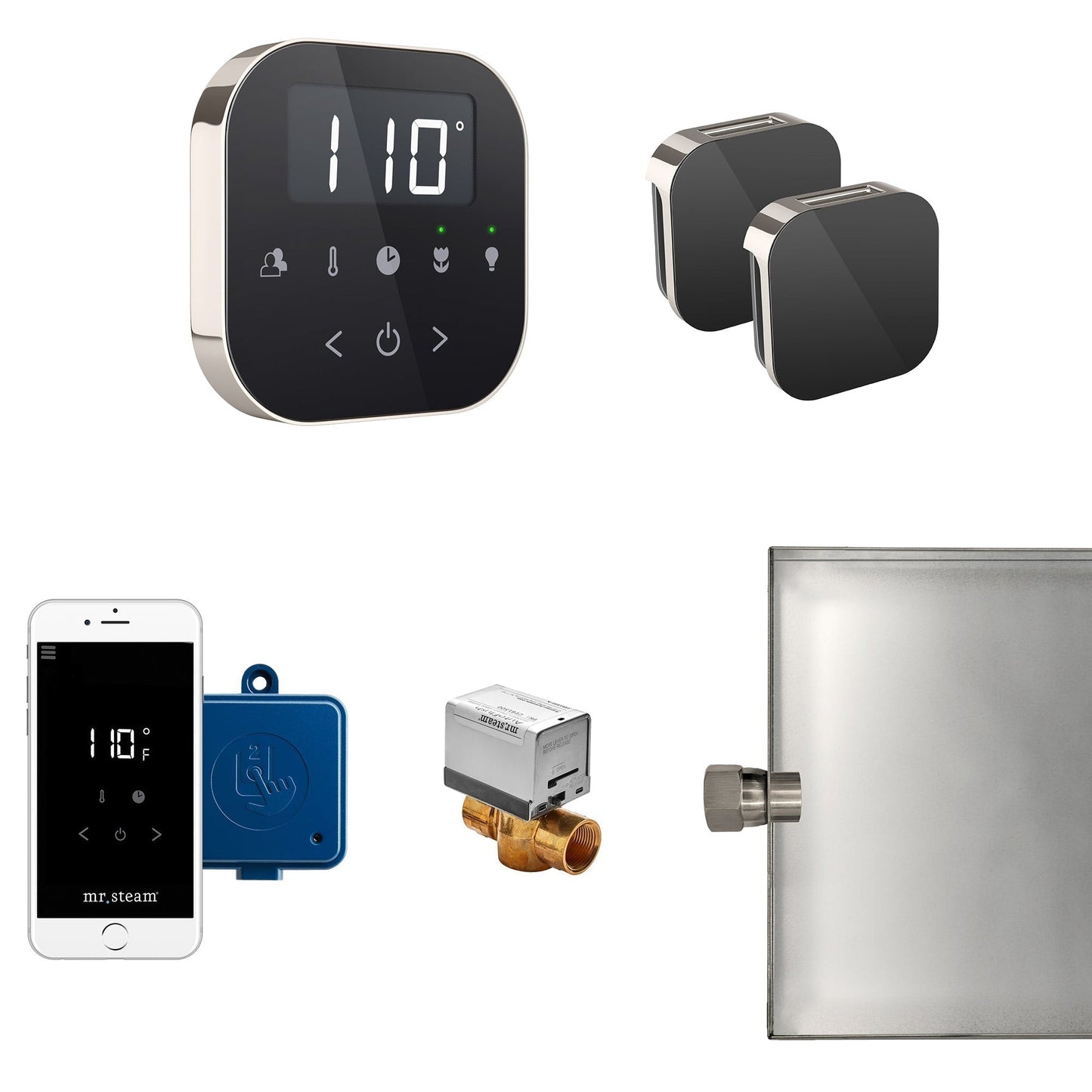 MrSteam AirButler Max 36 "x 12" x 12" Steam Generator Control Kit Package in Black Polished Nickel