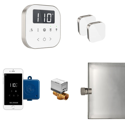 MrSteam AirButler Max 36" x 12" x 12" Steam Generator Control Kit Package in White Brushed Nickel