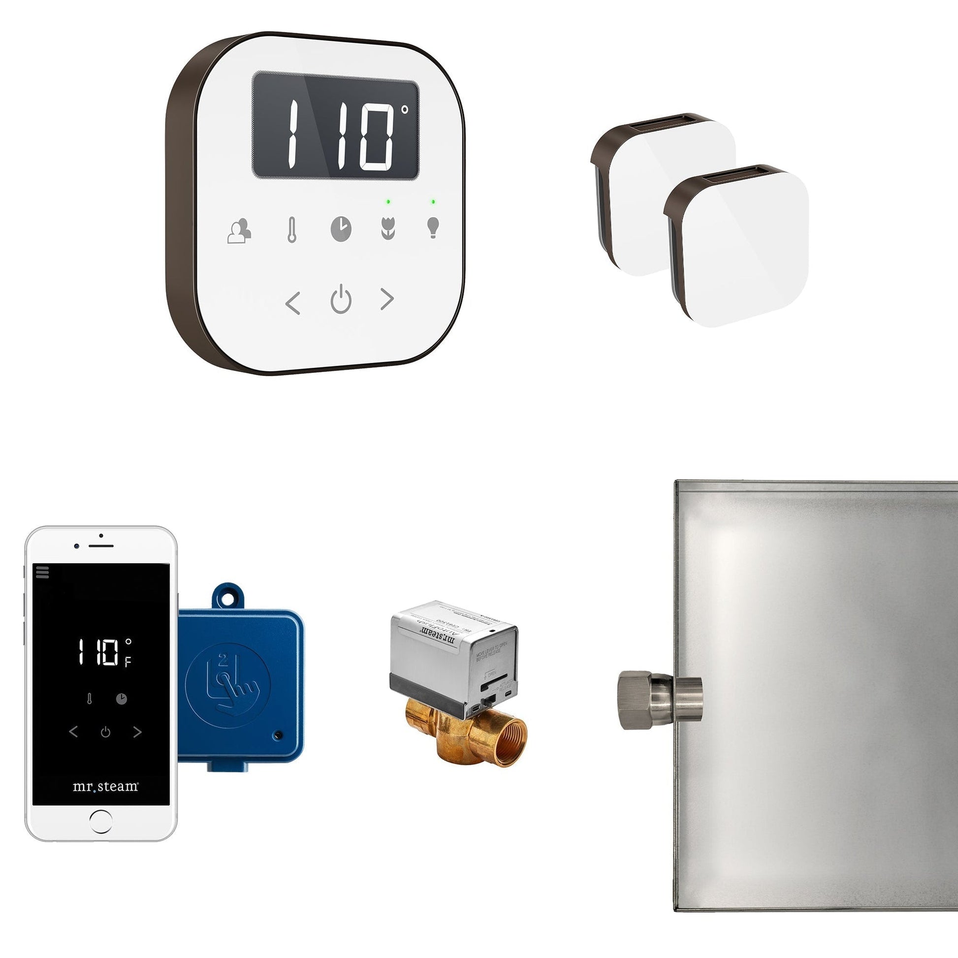 MrSteam AirButler Max 36" x 12" x 12" Steam Generator Control Kit Package in White Oil Rubbed Bronze
