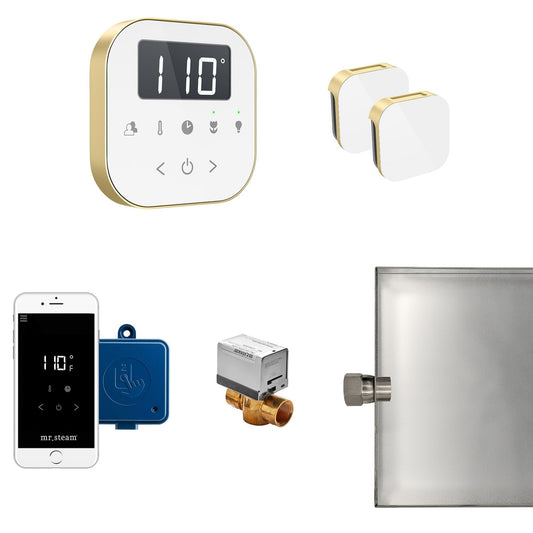 MrSteam AirButler Max 36" x 12" x 12" Steam Generator Control Kit Package in White Satin Brass