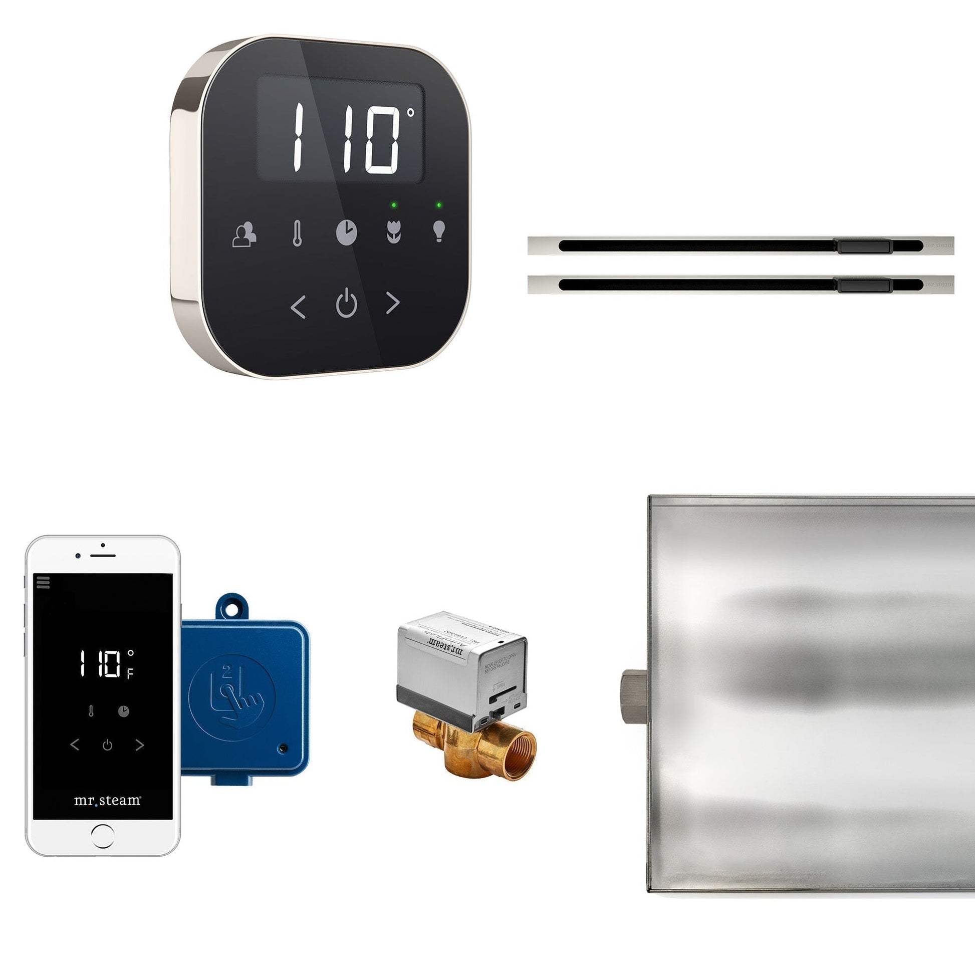 MrSteam AirButler Max Linear 36" × 12" × 12" Steam Generator Control Kit Package in Black Polished Nickel