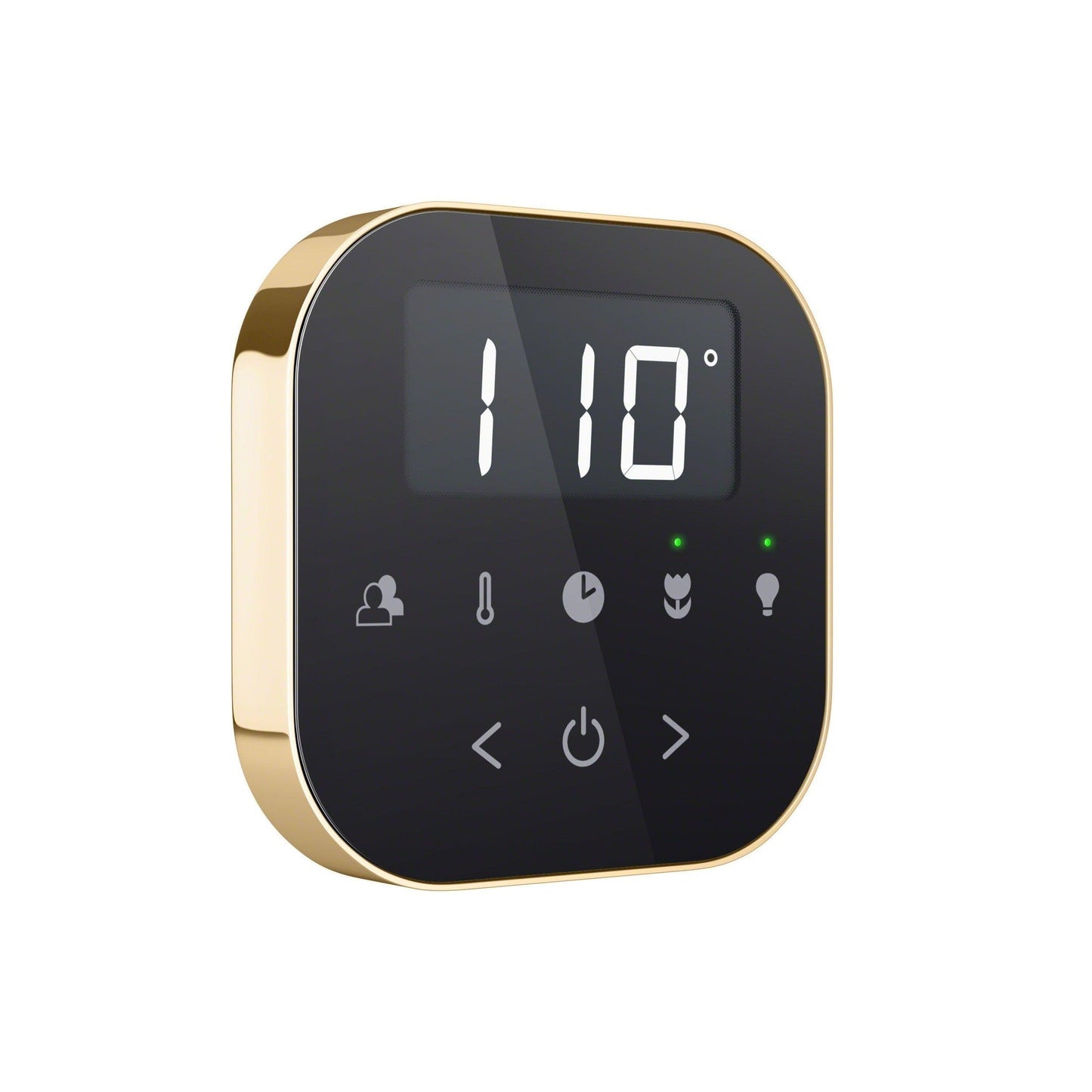 MrSteam AirTempo 4" × 4" × 1" Steam Shower Control in Black with Polished Brass Bezel