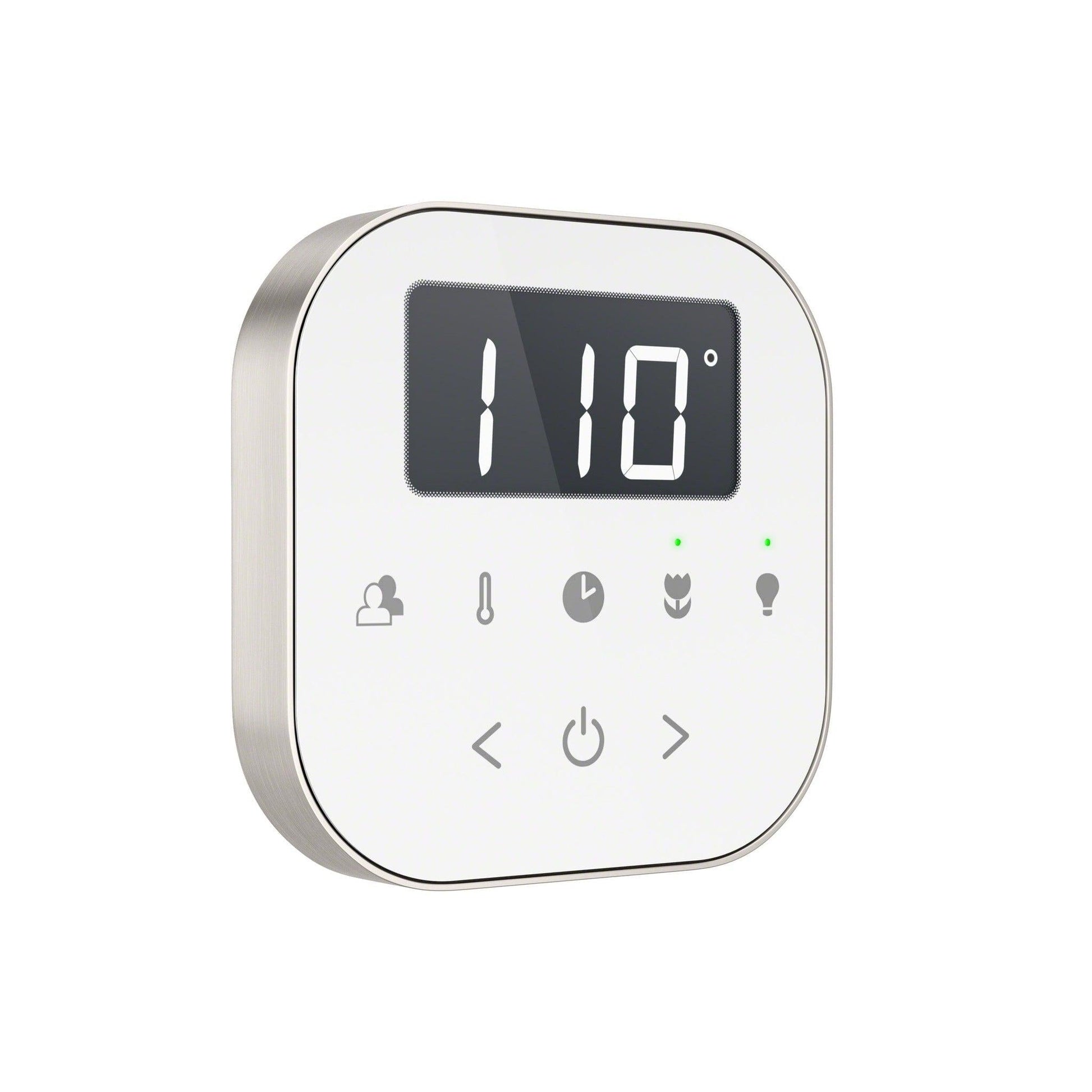 MrSteam AirTempo 4" × 4" × 1" Steam Shower Control in White with Brushed Nickel Bezel