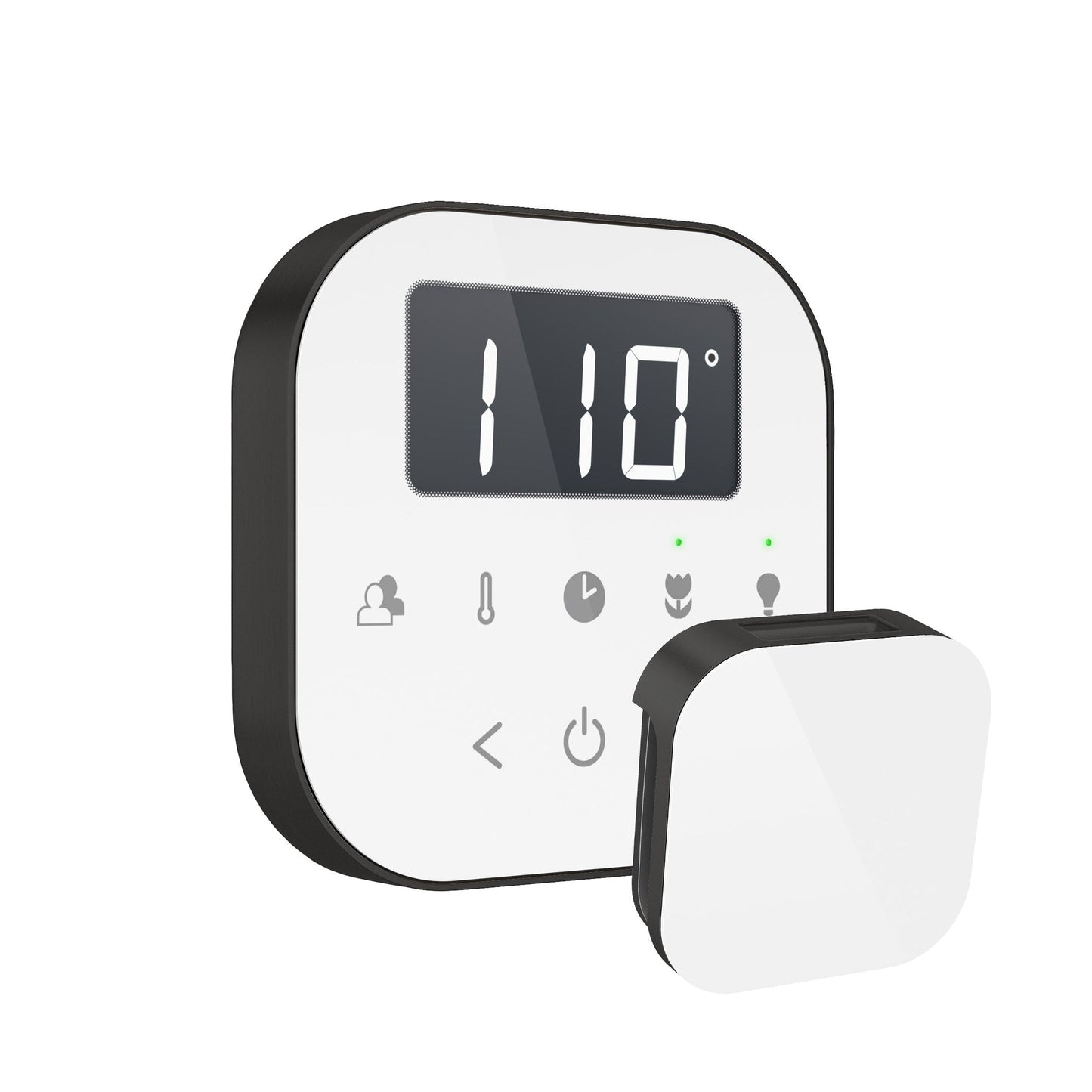 MrSteam AirTempo 4" × 4" × 1" Steam Shower Control in White with Matte Black Bezel