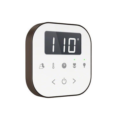 MrSteam AirTempo 4" × 4" × 1" Steam Shower Control in White with Oil Rubbed Bronze Bezel