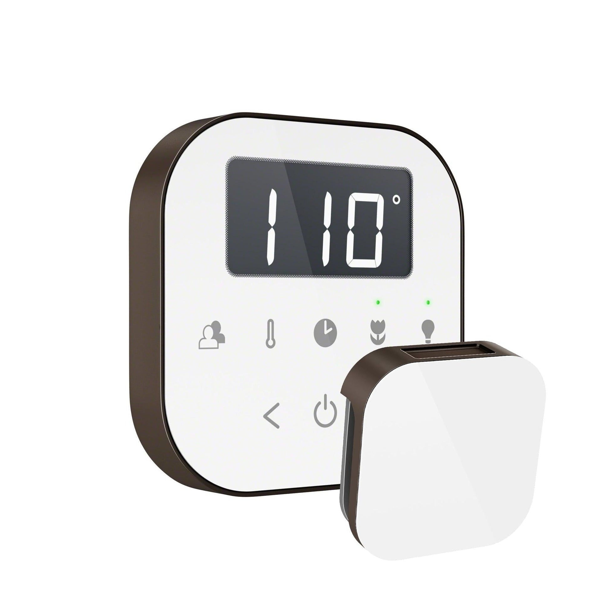 MrSteam AirTempo 4" × 4" × 1" Steam Shower Control in White with Oil Rubbed Bronze Bezel